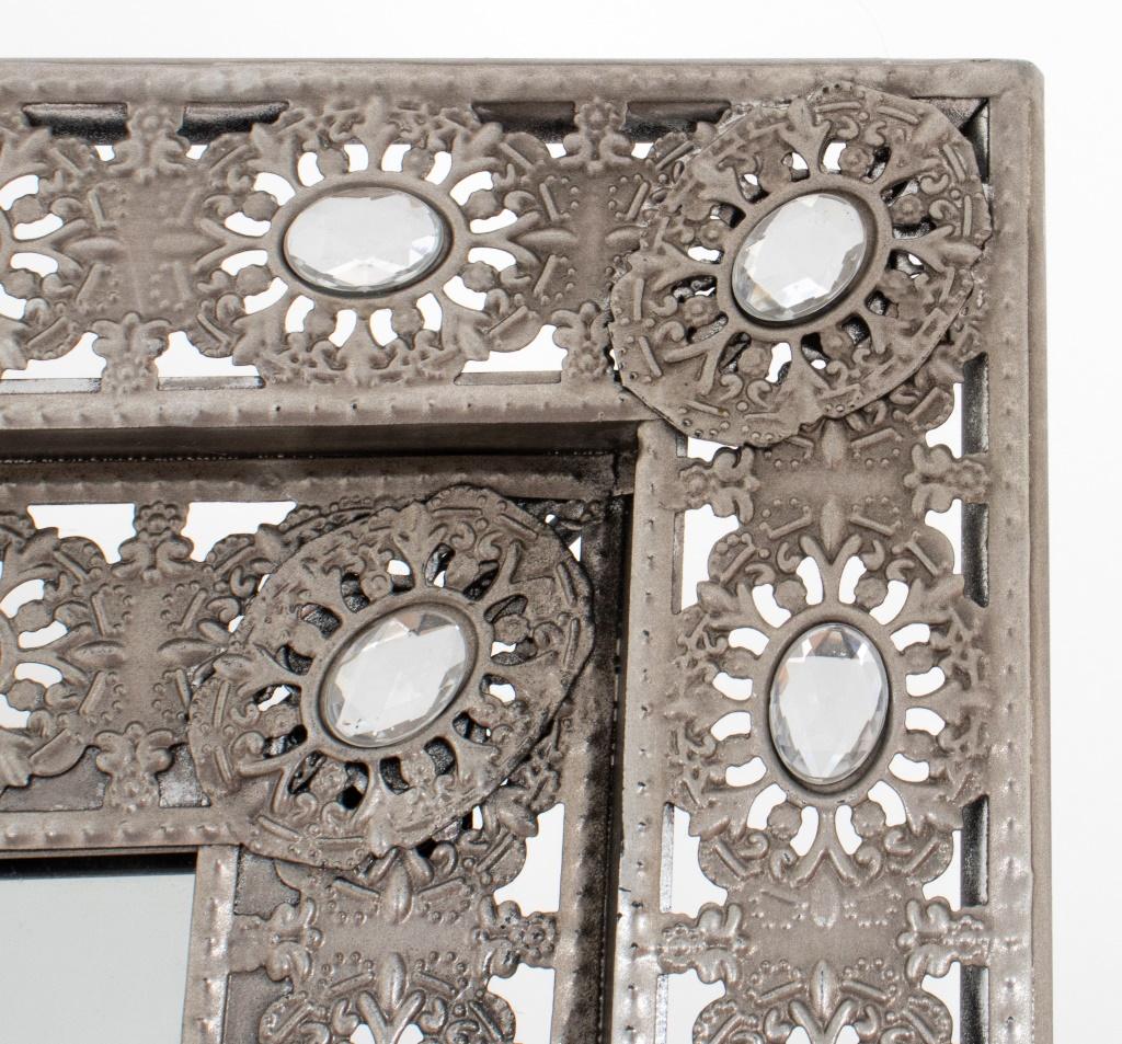 Unknown Silvered Filigree Metal & Gem-Set Full Mirror