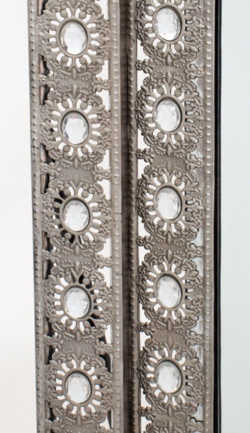 Silvered Filigree Metal & Gem-Set Full Mirror In Good Condition In Astoria, NY