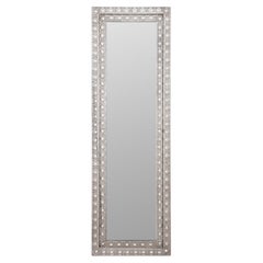 Silvered Filigree Metal & Gem-Set Full Mirror