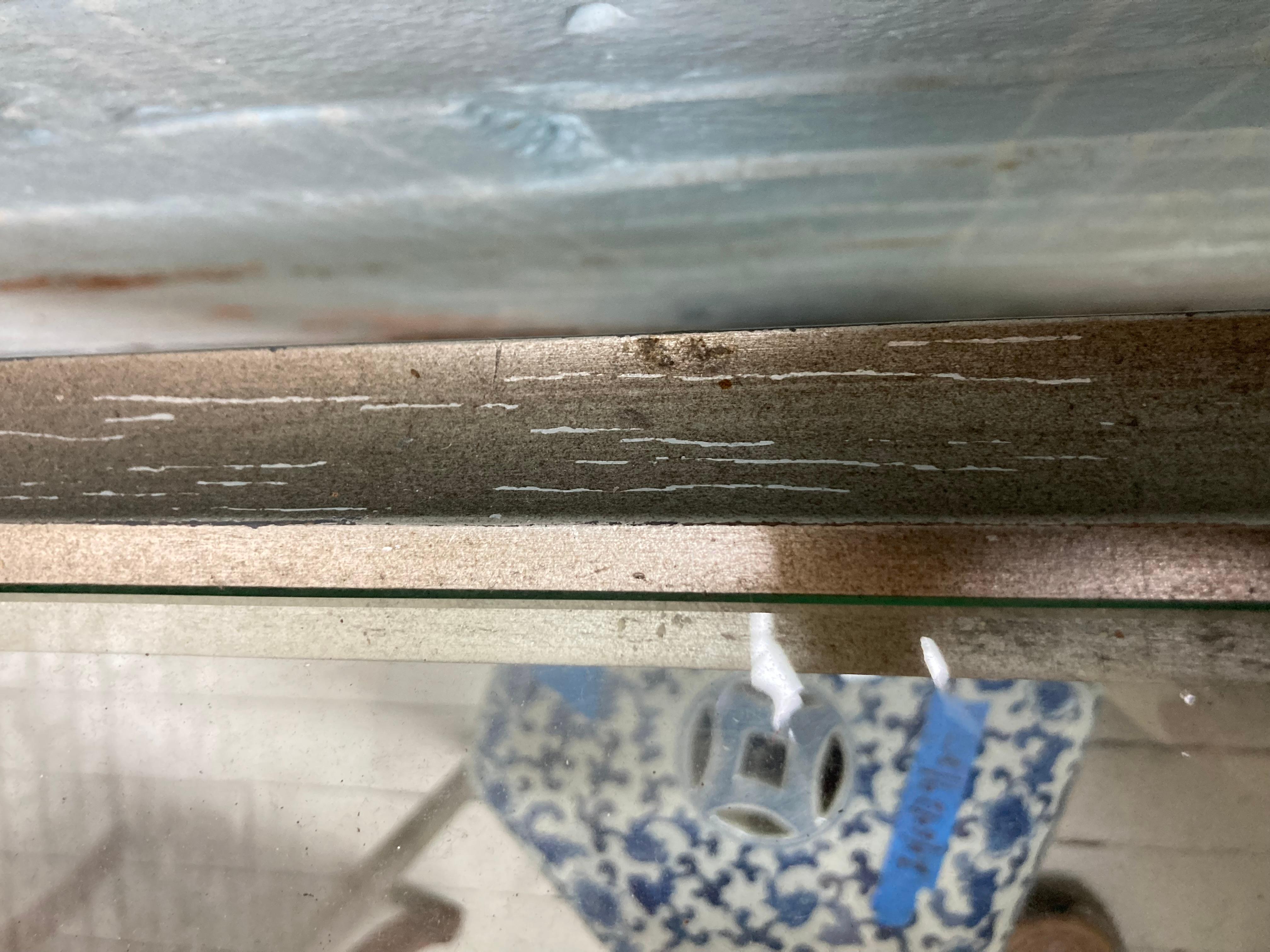 Silvered Finish Console Table With Glass Top For Sale 4