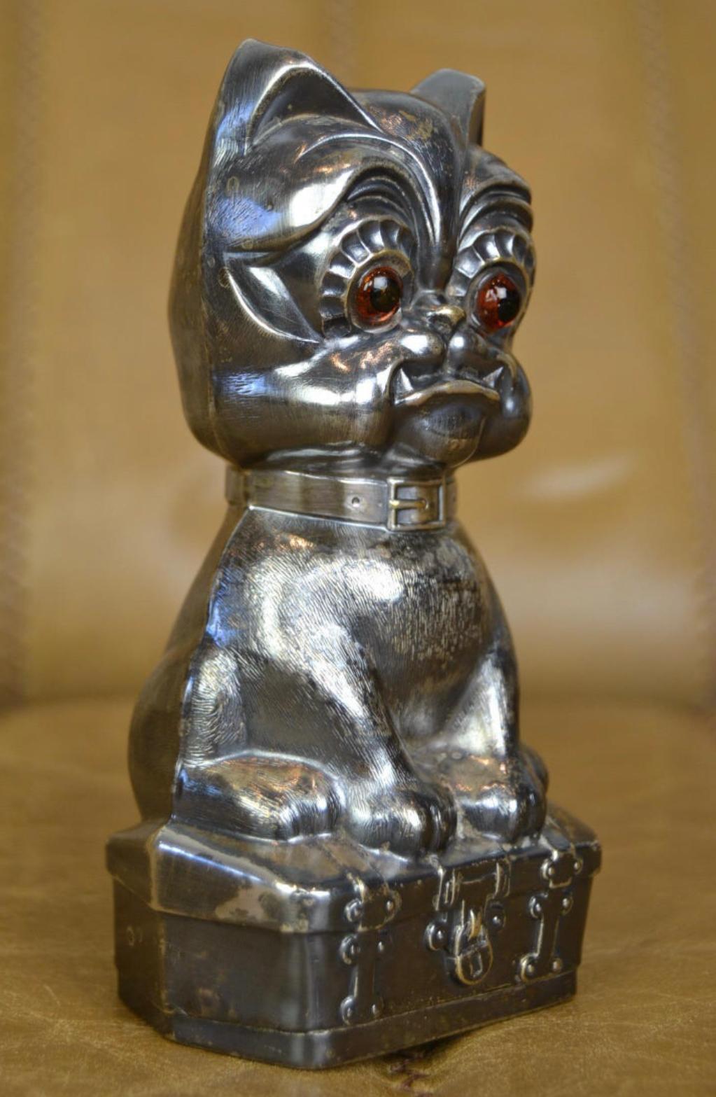 Silvered French Bulldog Money Box, 1920s, Germany For Sale 6