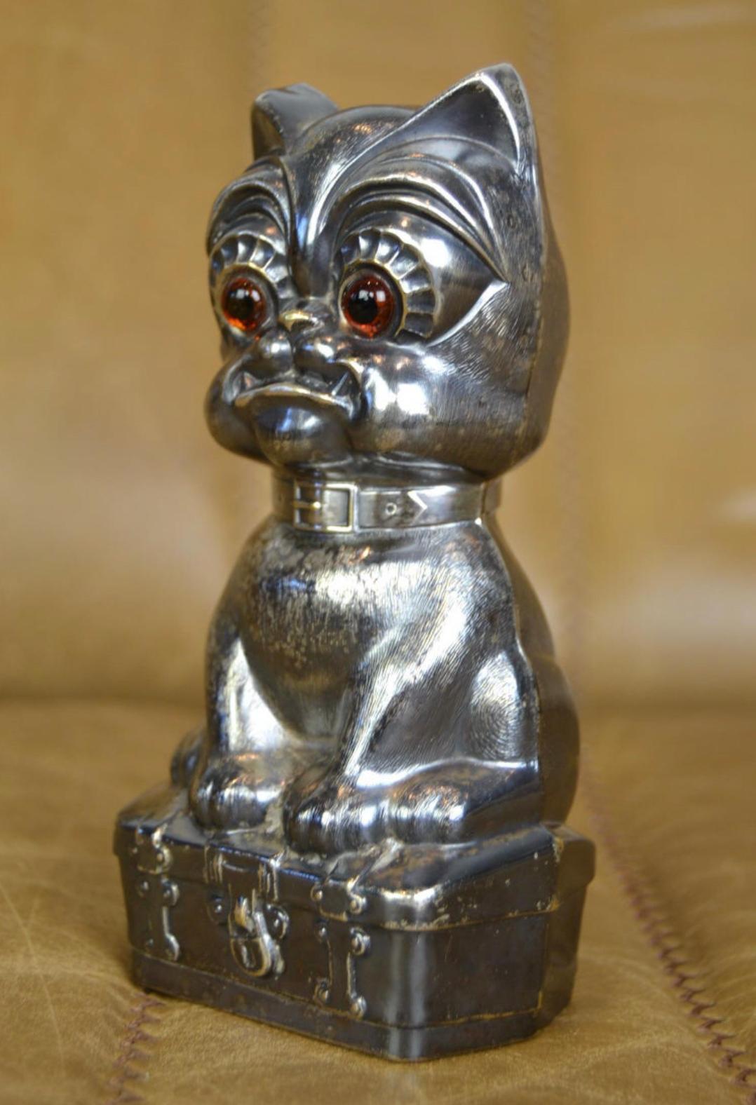 20th Century Silvered French Bulldog Money Box, 1920s, Germany For Sale