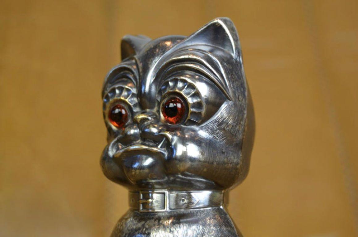 Silver Plate Silvered French Bulldog Money Box, 1920s, Germany For Sale