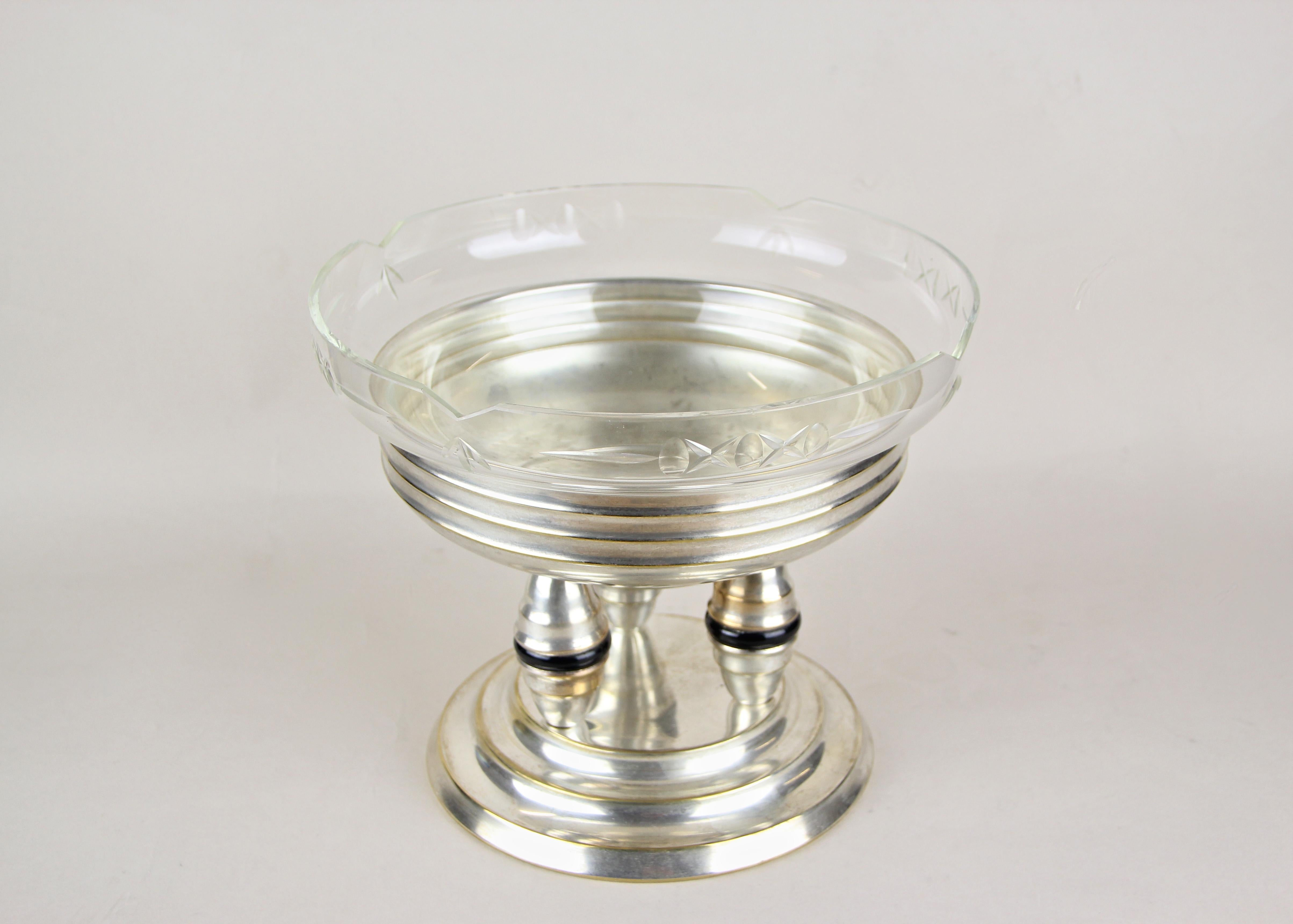 Silvered Glass Bowl Centerpiece by Lenk Austria, circa 1920 4