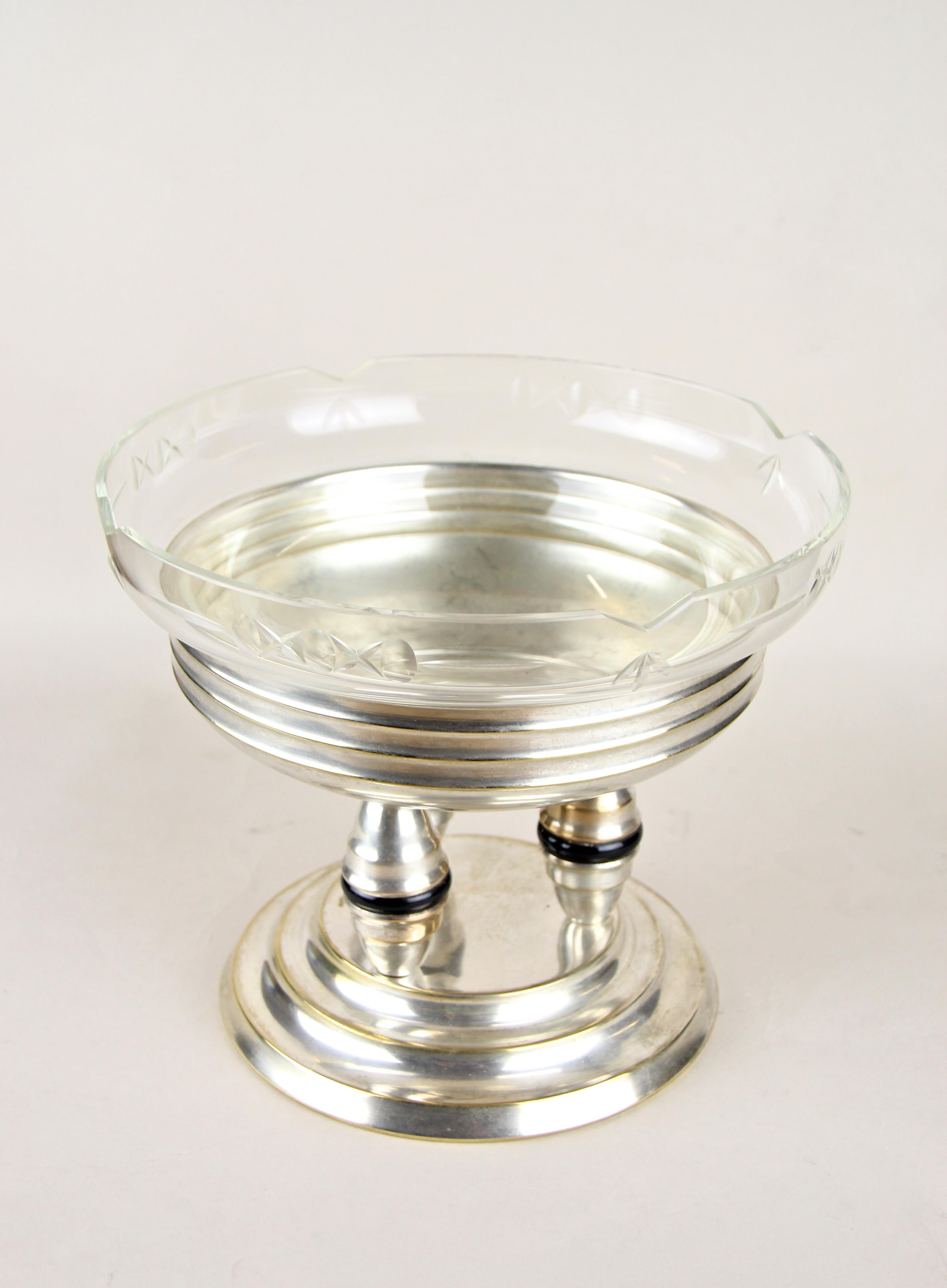 20th Century Silvered Glass Bowl Centerpiece by Lenk Austria, circa 1920
