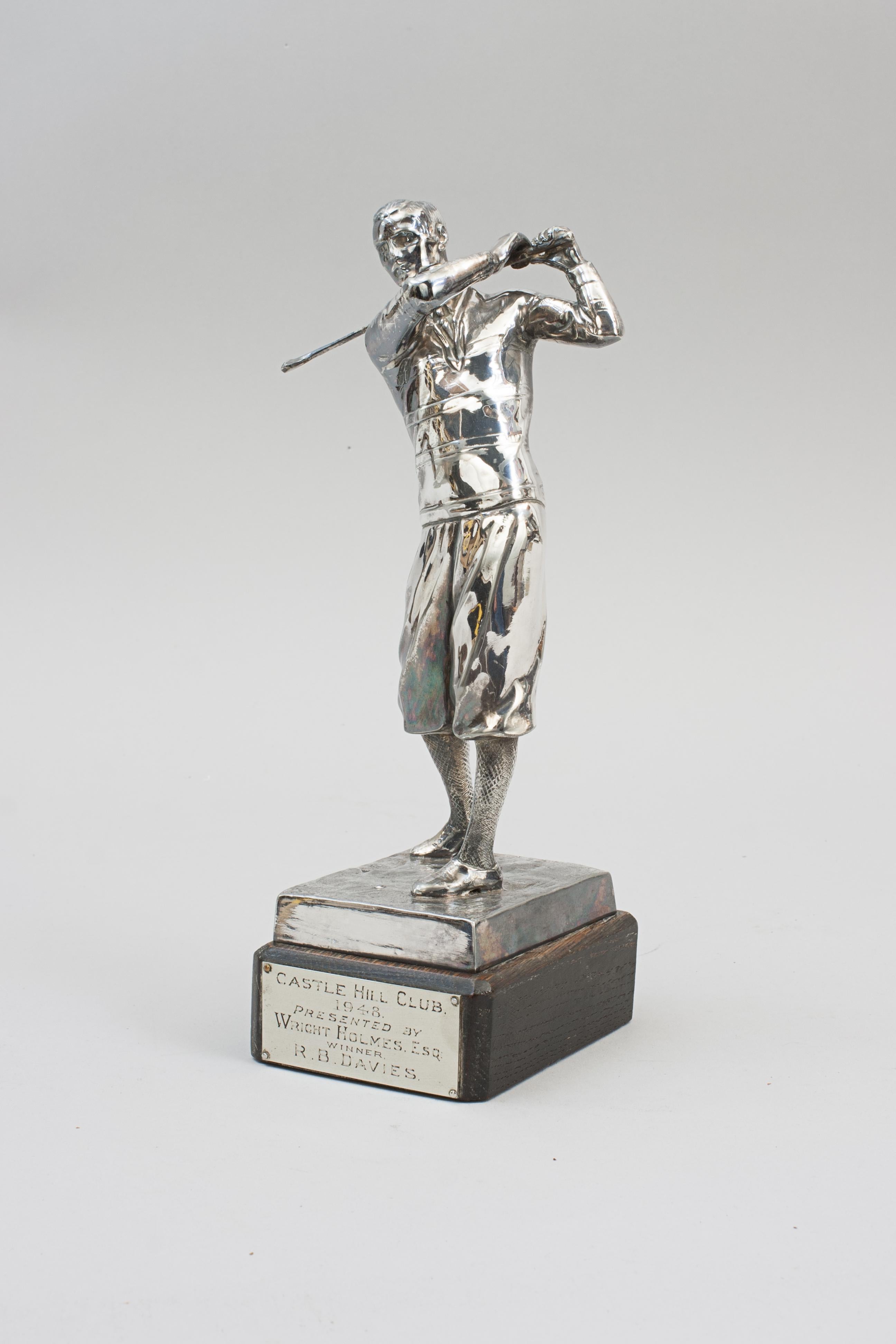 Edwardian Silvered Golf Figure By Zwick For Sale