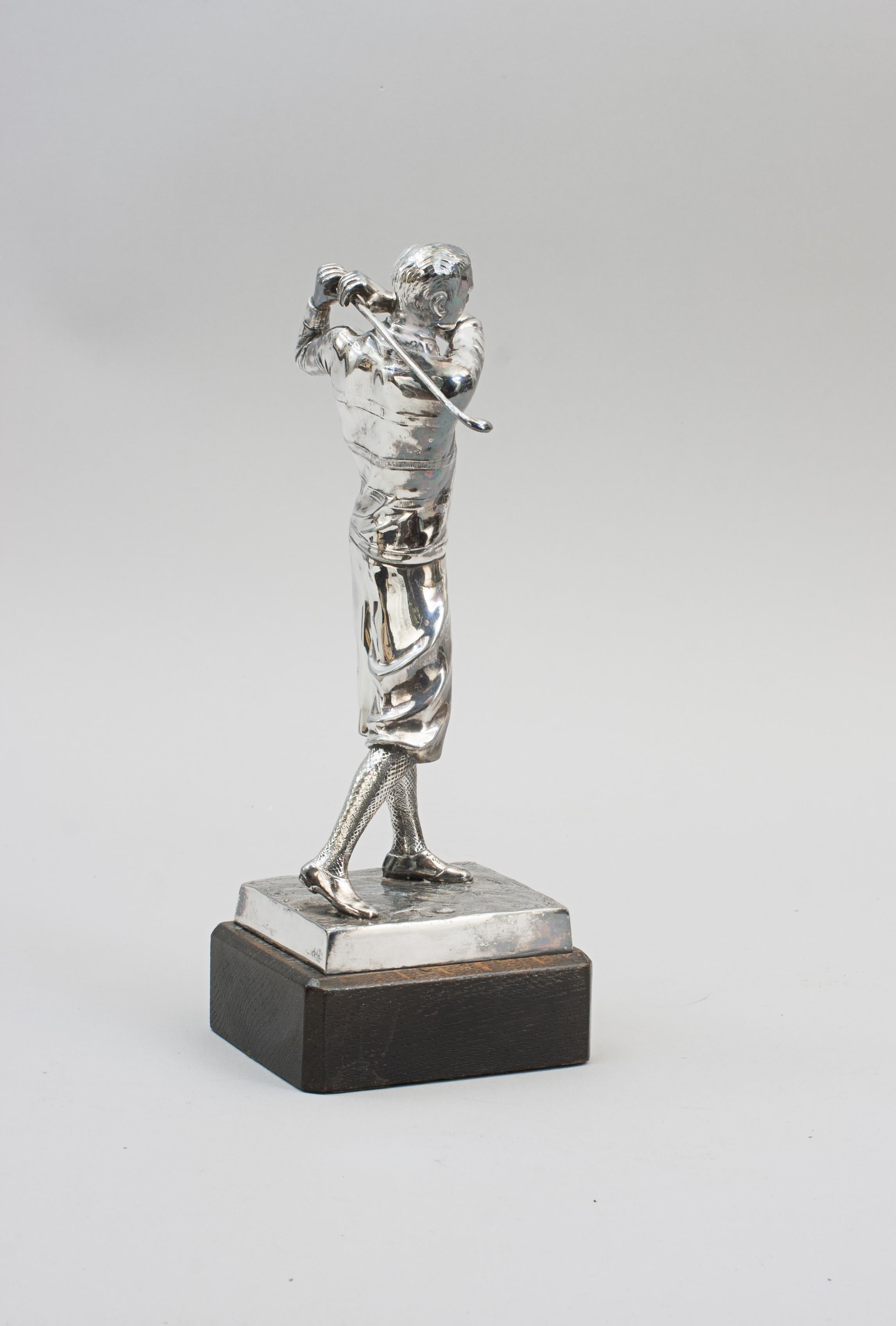 Spelter Silvered Golf Figure By Zwick For Sale