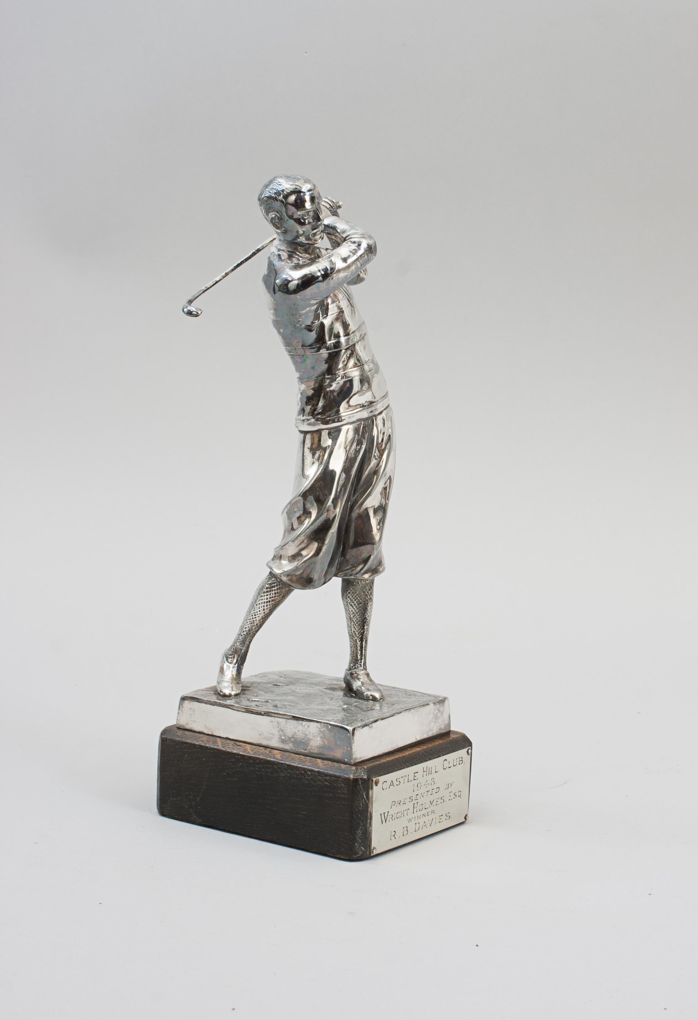 Silvered Golf Figure By Zwick For Sale 1