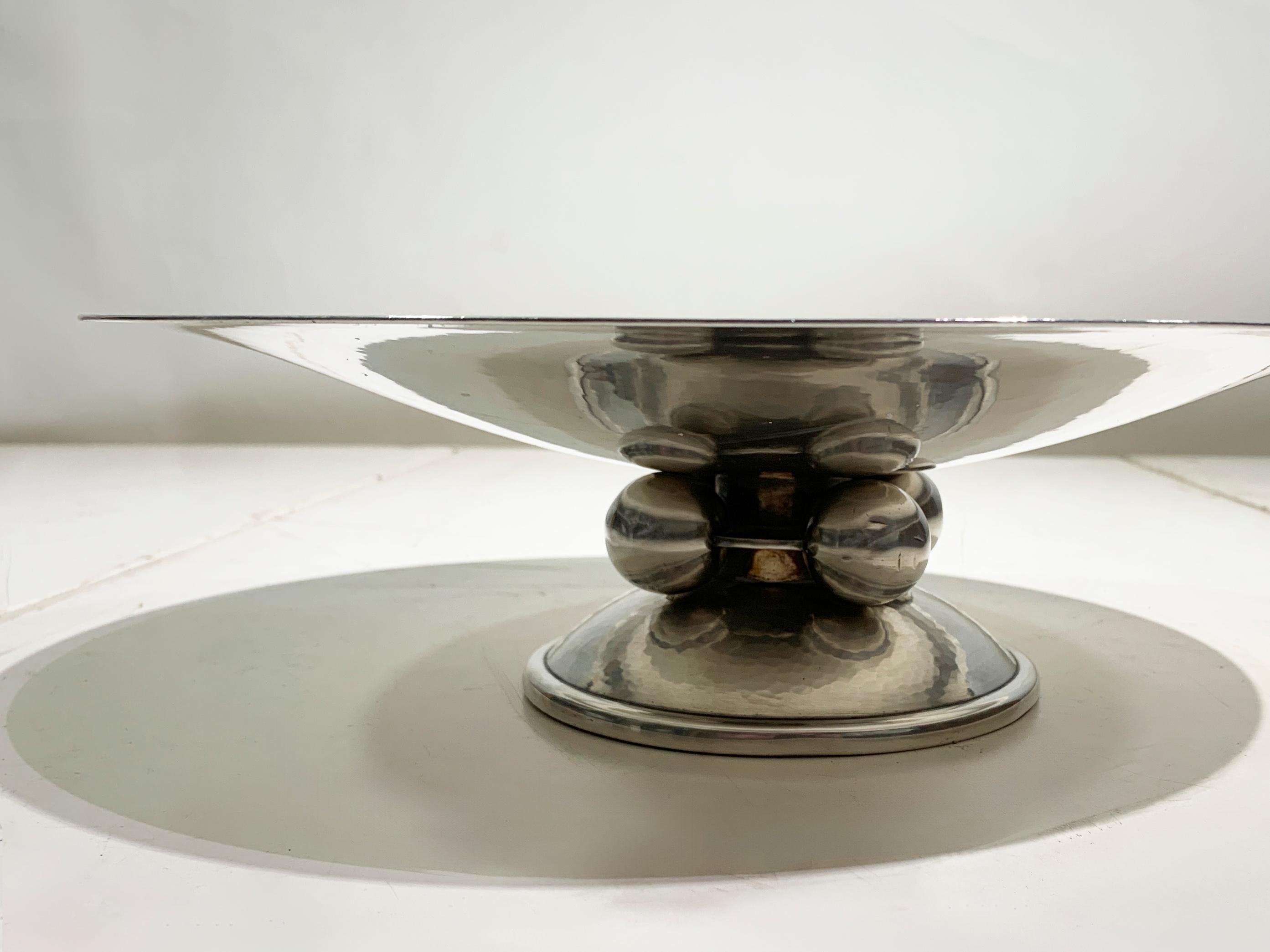 Silvered Hammered Metal Art Deco Coupe by Luc Lanel for Christofle, Hallmark im Angebot 2