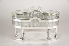 Silvered Jardinière with Cut-Glass Bowl by Argentor Wien, Austria, circa 1905