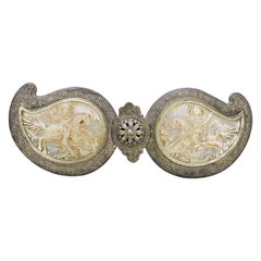 Silvered Metal and Carved Shell Buckle, 19th Century