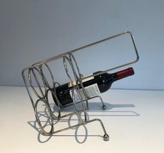 Silvered metal bottles holder. French work. Circa 1950
