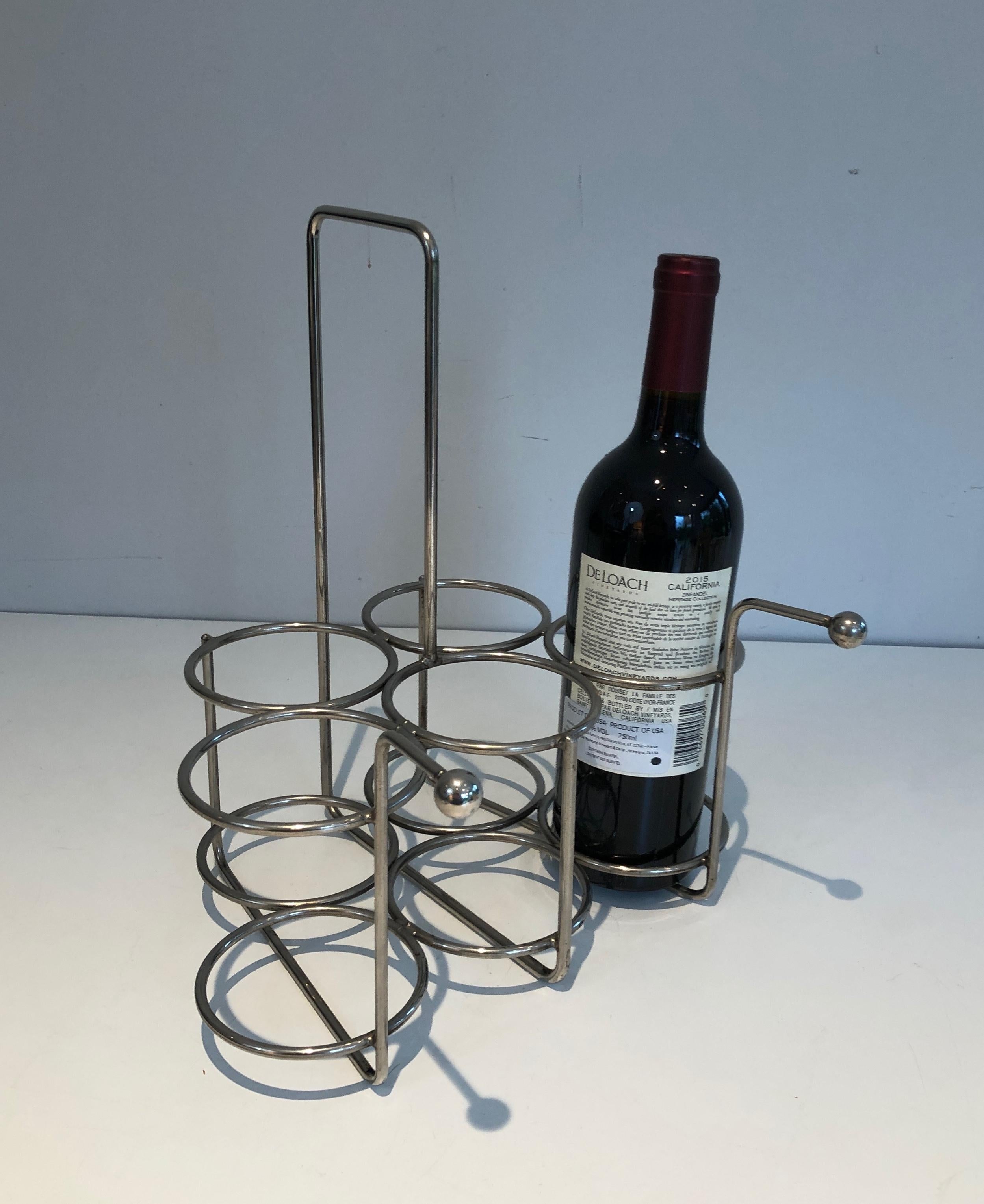 Versilberter Metallflaschenhalter. Französische Arbeit. CIRCA 1950 (Moderne der Mitte des Jahrhunderts) im Angebot