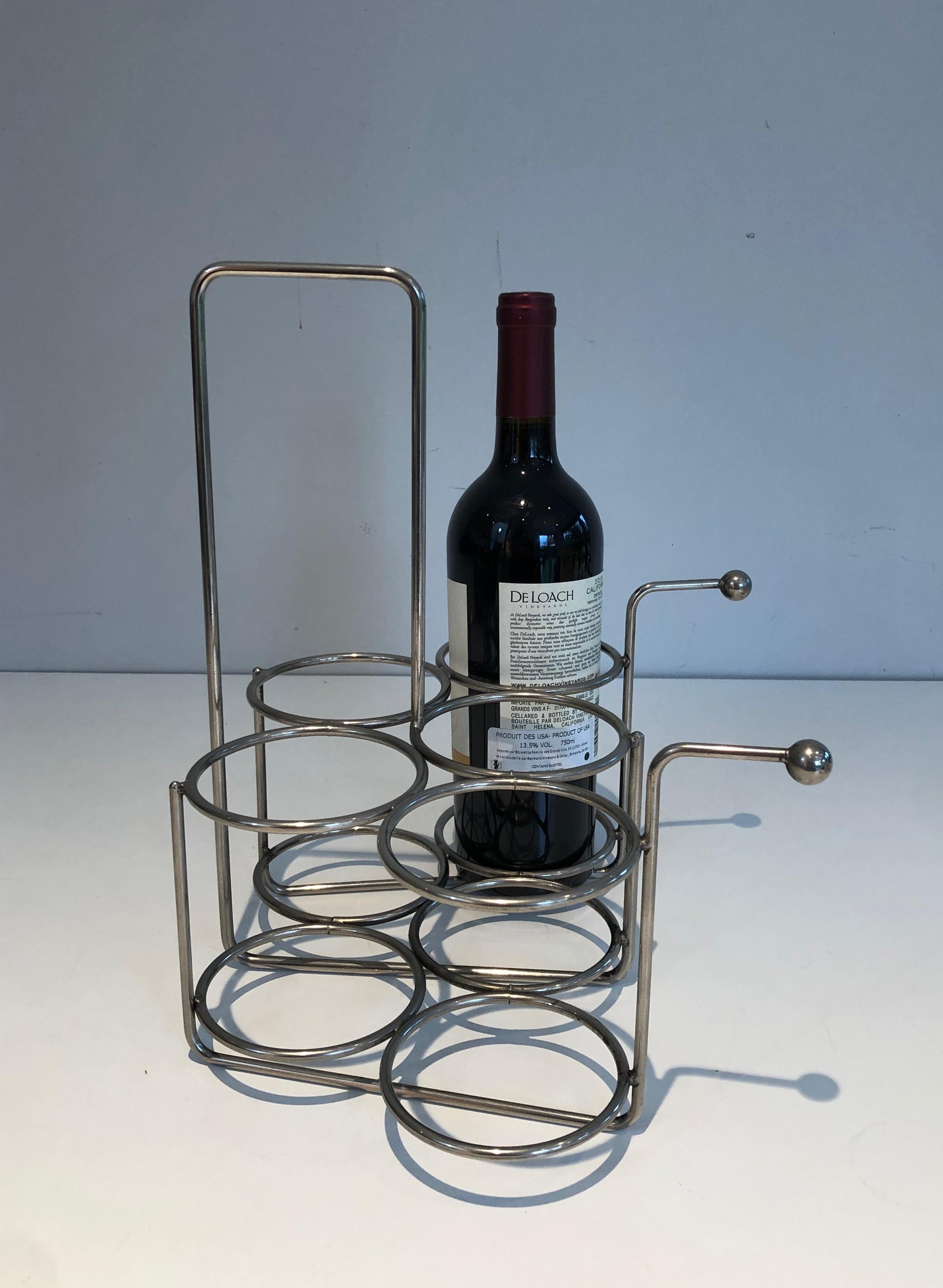 Versilberter Metallflaschenhalter. Französische Arbeit. CIRCA 1950 im Zustand „Gut“ im Angebot in Marcq-en-Barœul, Hauts-de-France
