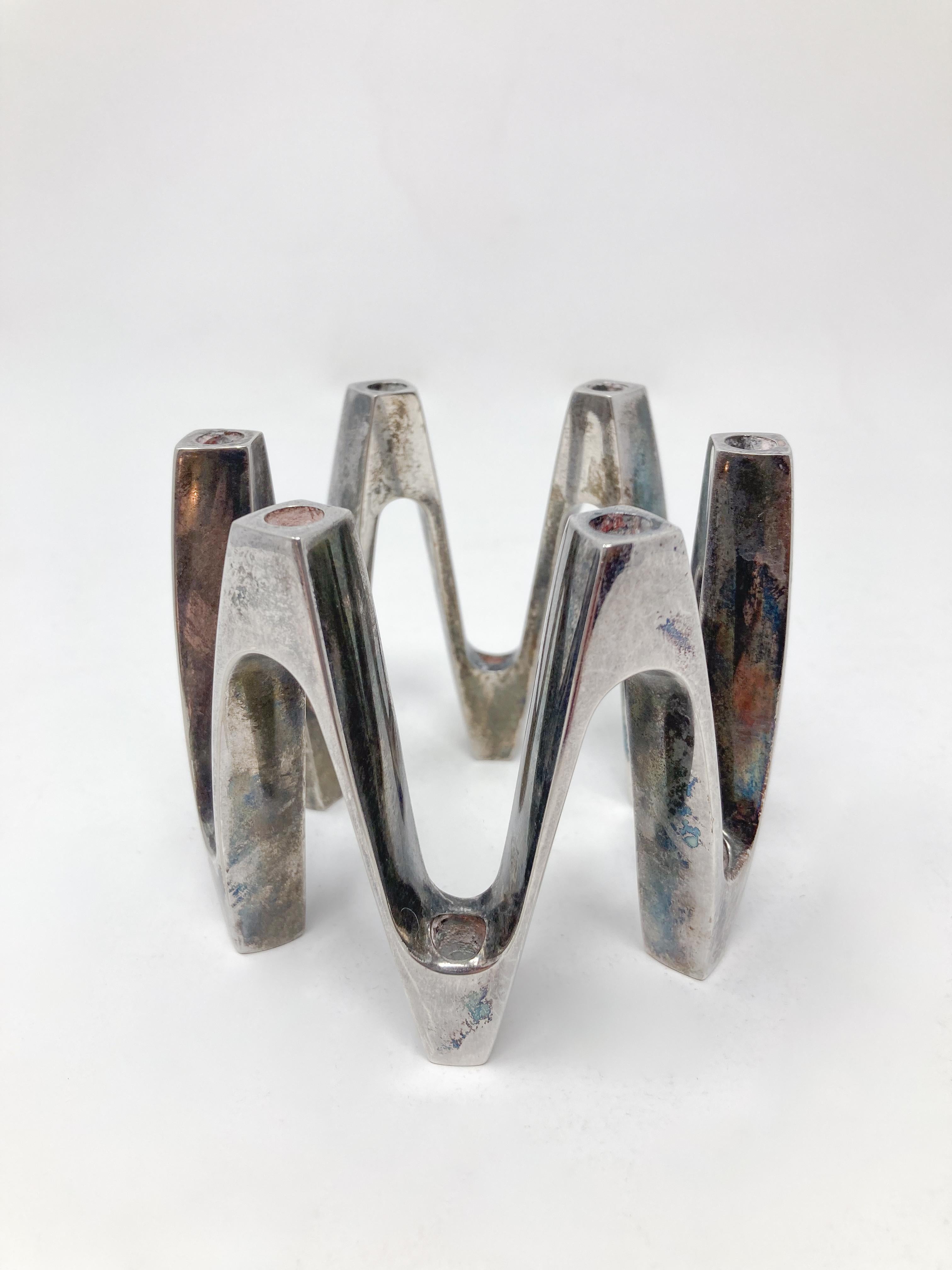Late 20th Century Silvered Metal CandleHolder by Jens Quistgaard, 1970s For Sale