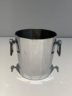 Silvered Metal Champagne Bucket. French Work signed Maison André Leroy. Cir 1970