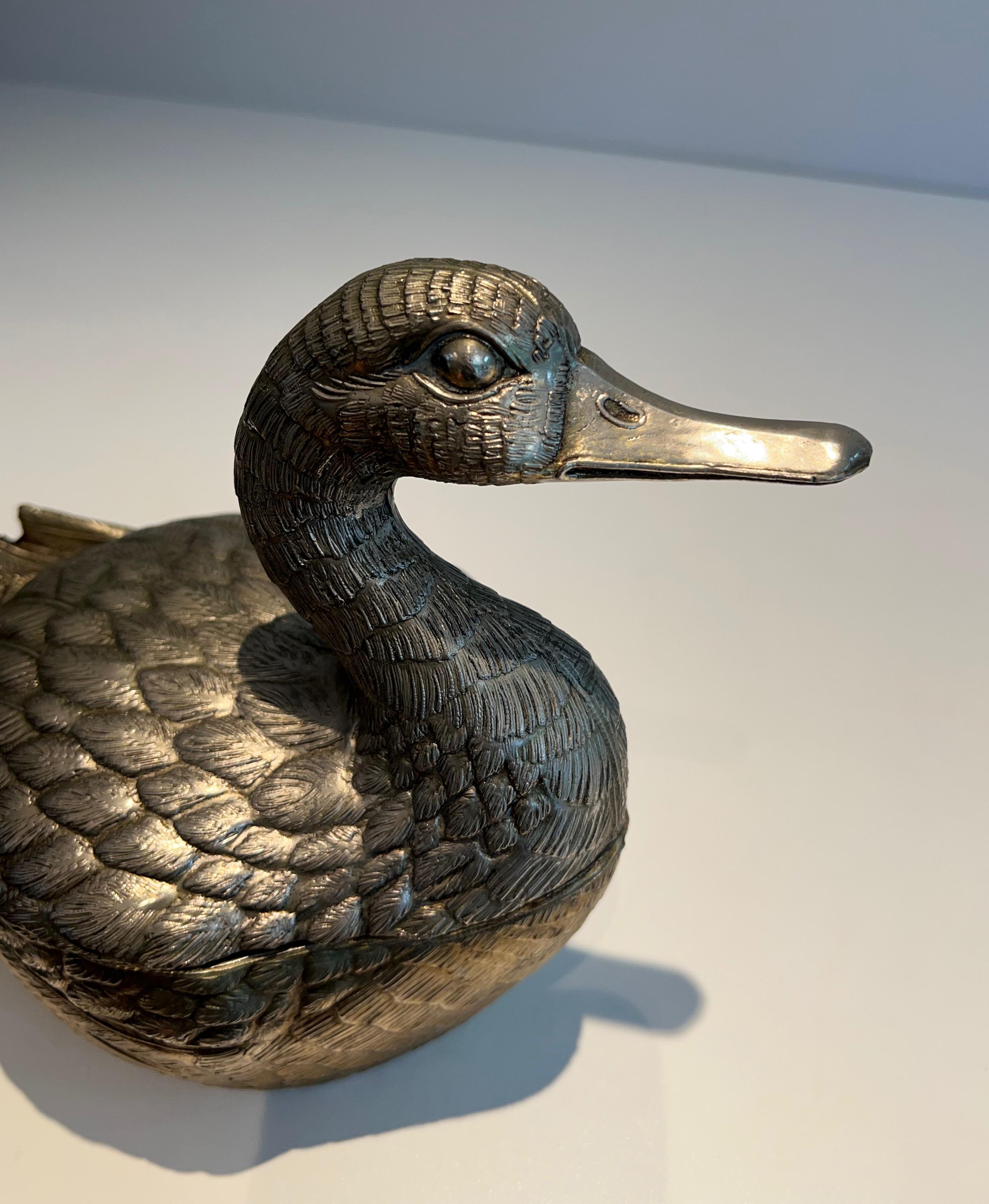 Silvered Metal Ice Bucket reprsenting a Duck by Mauro Manetti For Sale 8