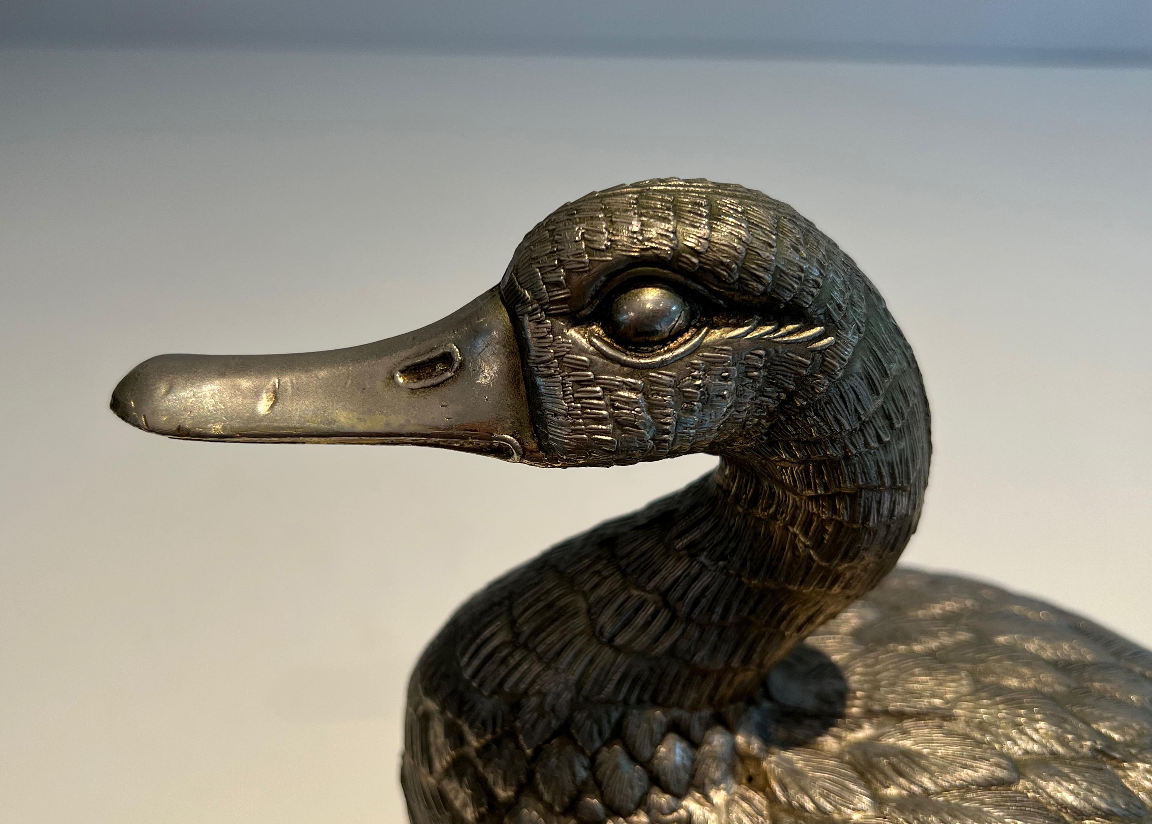 Silvered Metal Ice Bucket reprsenting a Duck by Mauro Manetti For Sale 9