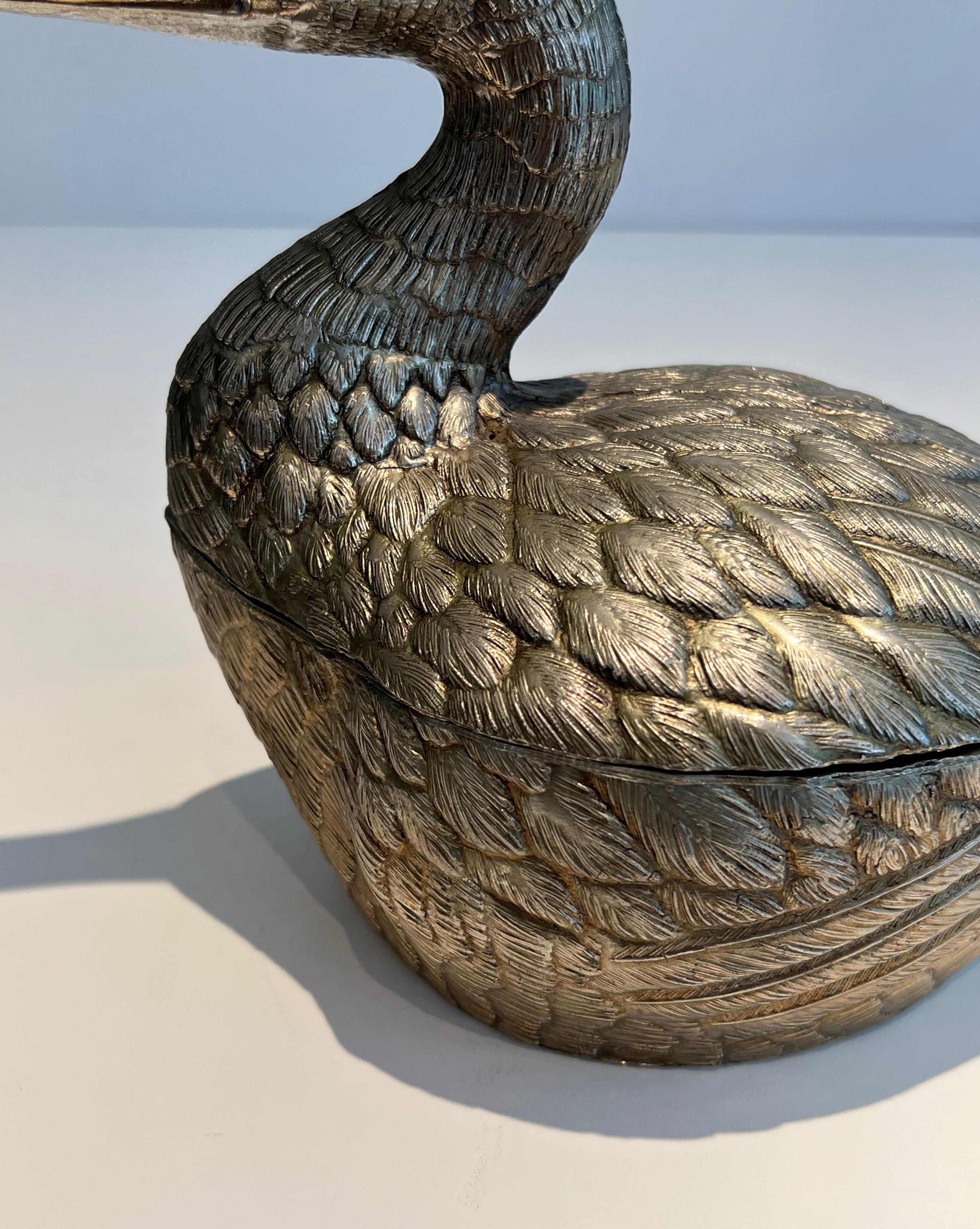Silvered Metal Ice Bucket reprsenting a Duck by Mauro Manetti For Sale 10