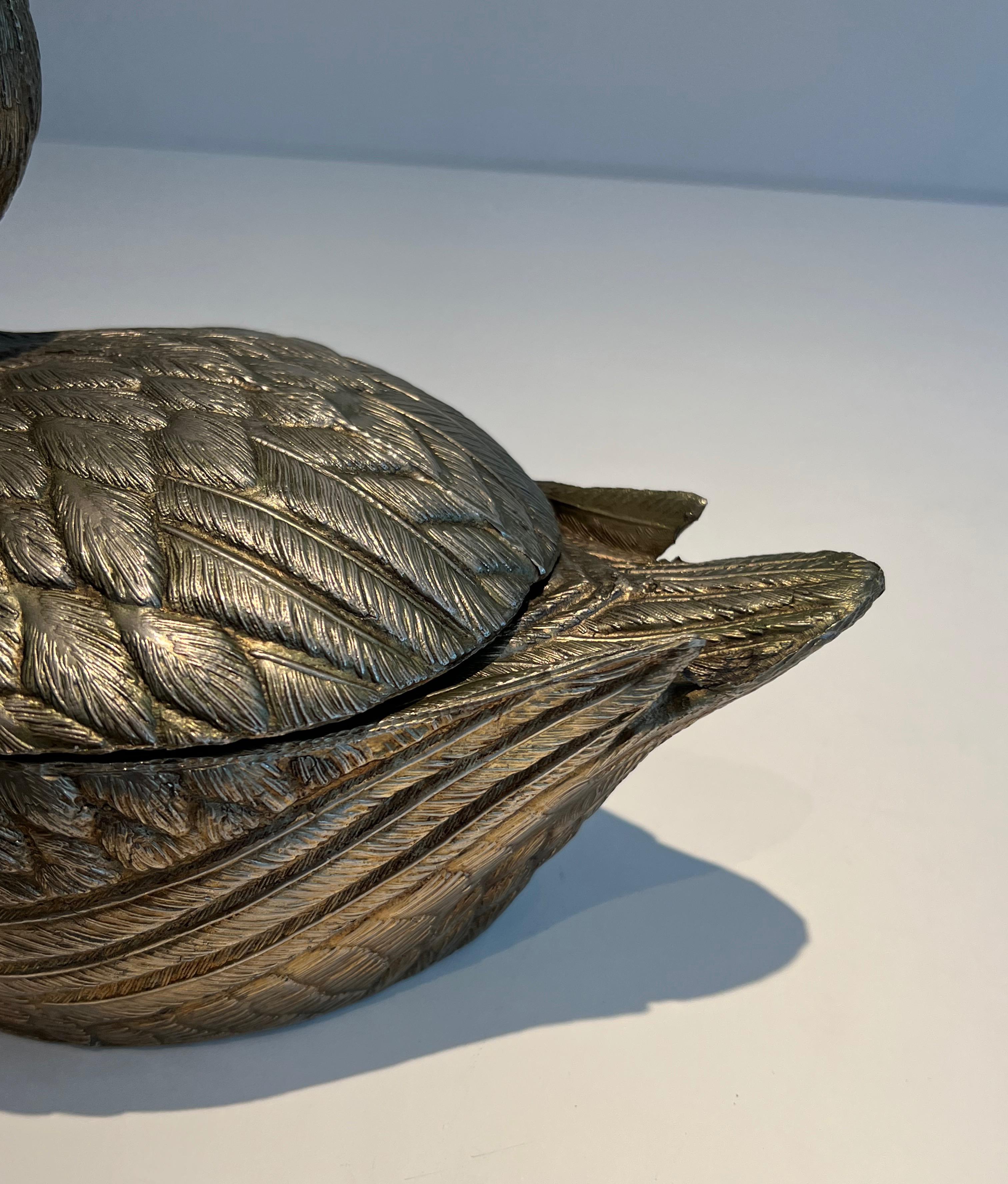 Silvered Metal Ice Bucket reprsenting a Duck by Mauro Manetti For Sale 1