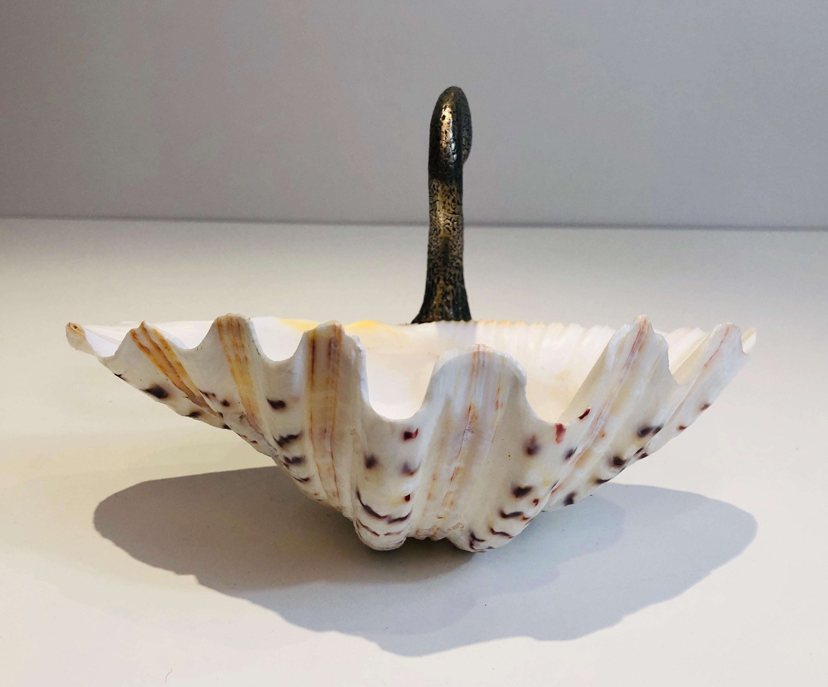 Silvered Metal & Shell Swan Vide-Poche, French Work, Attributed to Maison Jansen 4