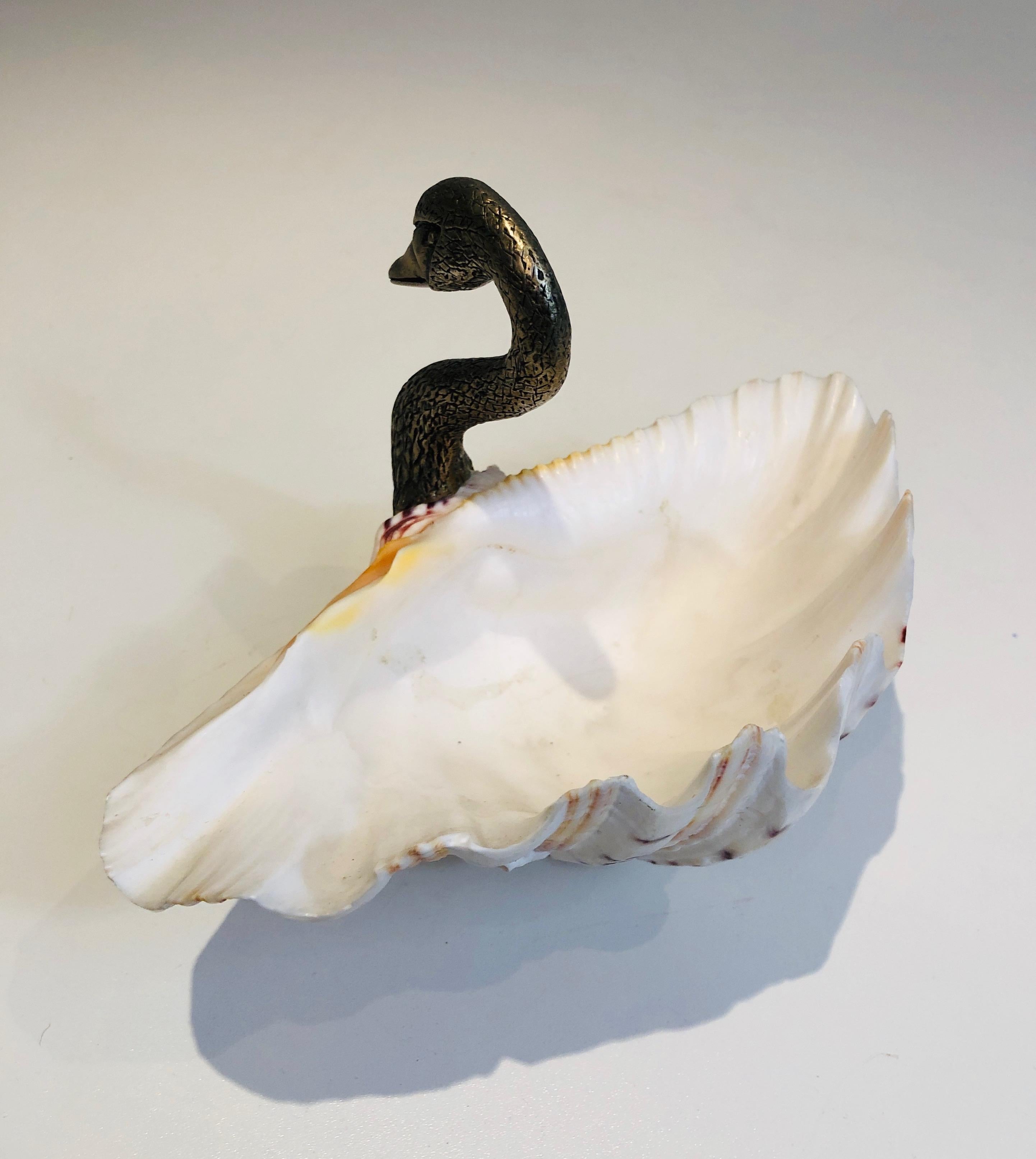 Silvered Metal & Shell Swan Vide-Poche, French Work, Attributed to Maison Jansen 2