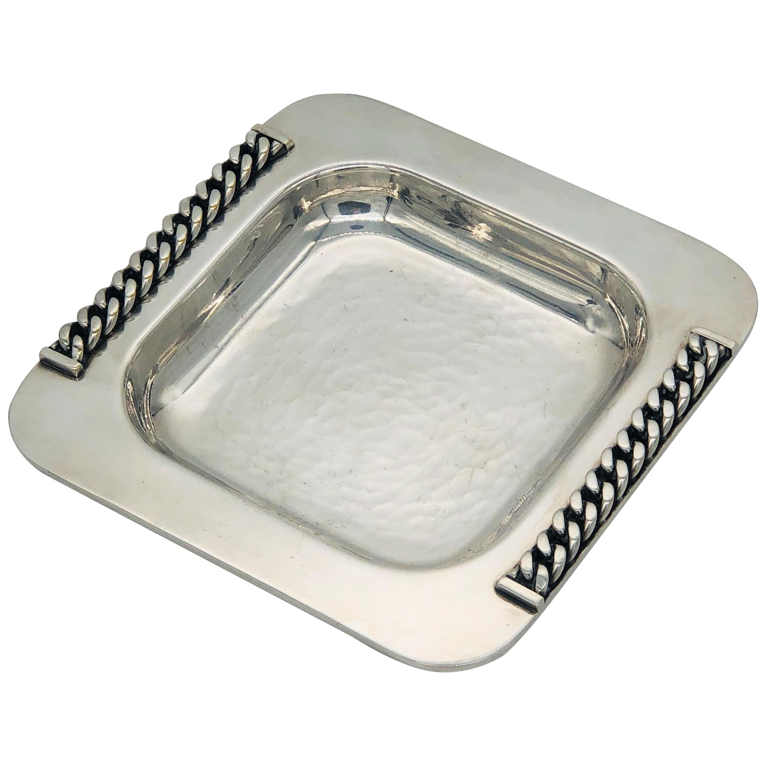 Silvered Metal Vide-Poche Tray by Jean Despres, 1950s