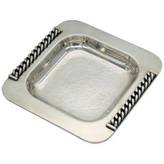 Silvered Metal Vide-Poche Tray by Jean Despres, 1950s