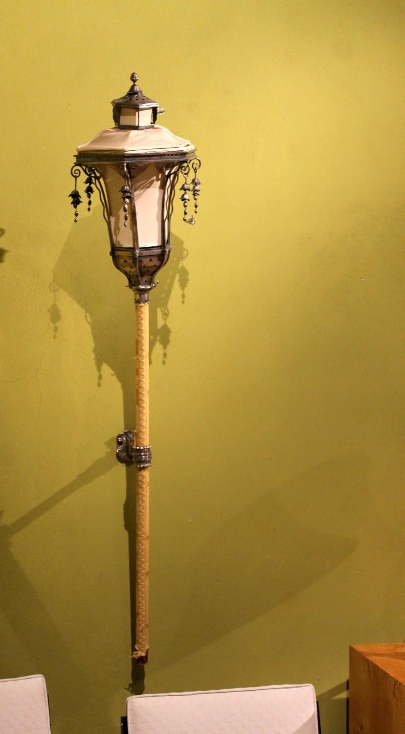Silvered Metal Wall Light Processional Pole Lantern, Venice, Late 19th Century 8