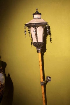 Silvered Metal Wall Light Processional Pole Lantern, Venice, Late 19th Century