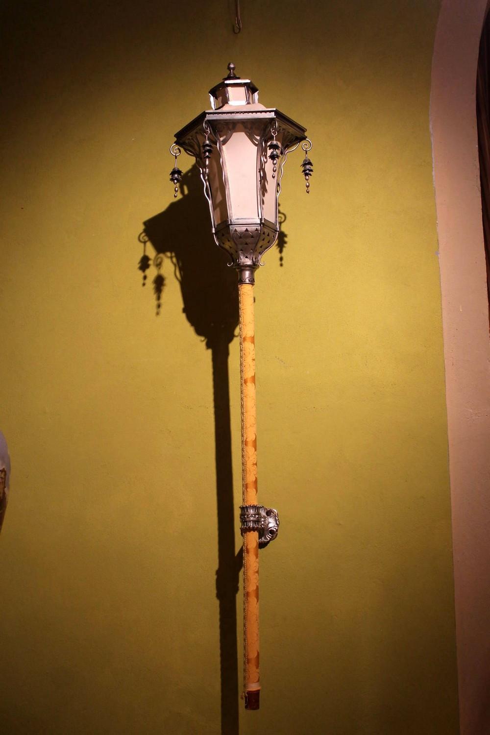 Silvered Metal Wall Light Processional Pole Lantern, Venice, Late 19th Century 1