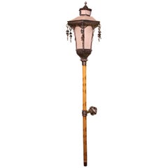 Antique Silvered Metal Wall Light Processional Pole Lantern, Venice, Late 19th Century