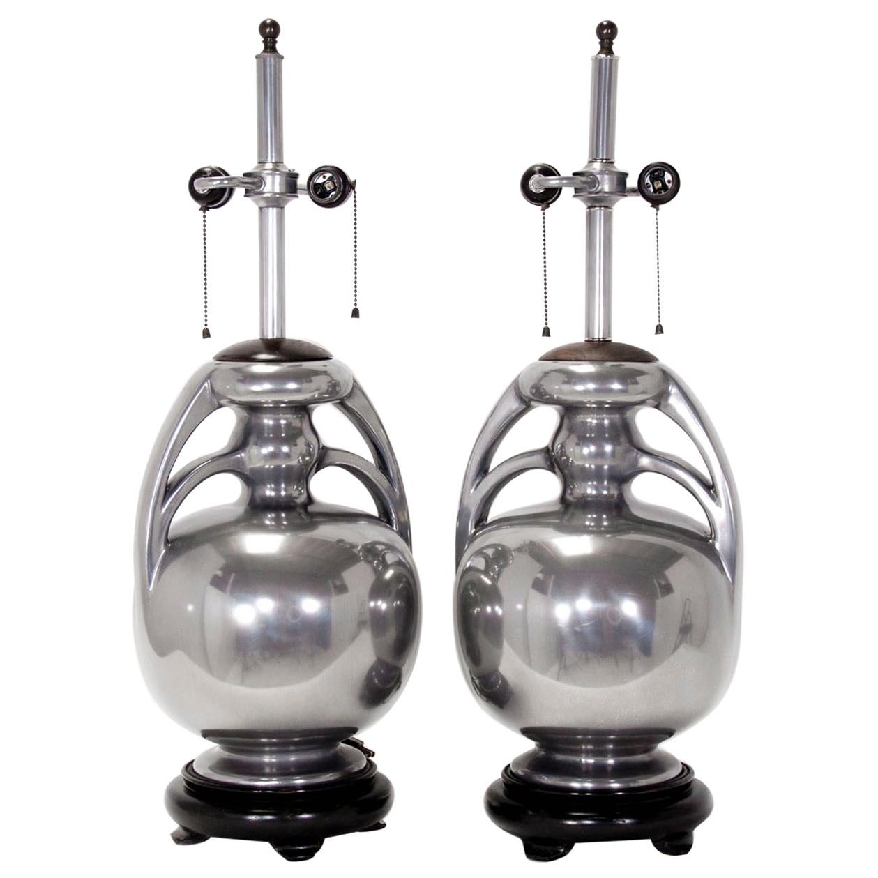 Silvered Mid-Century Modern Lamps
