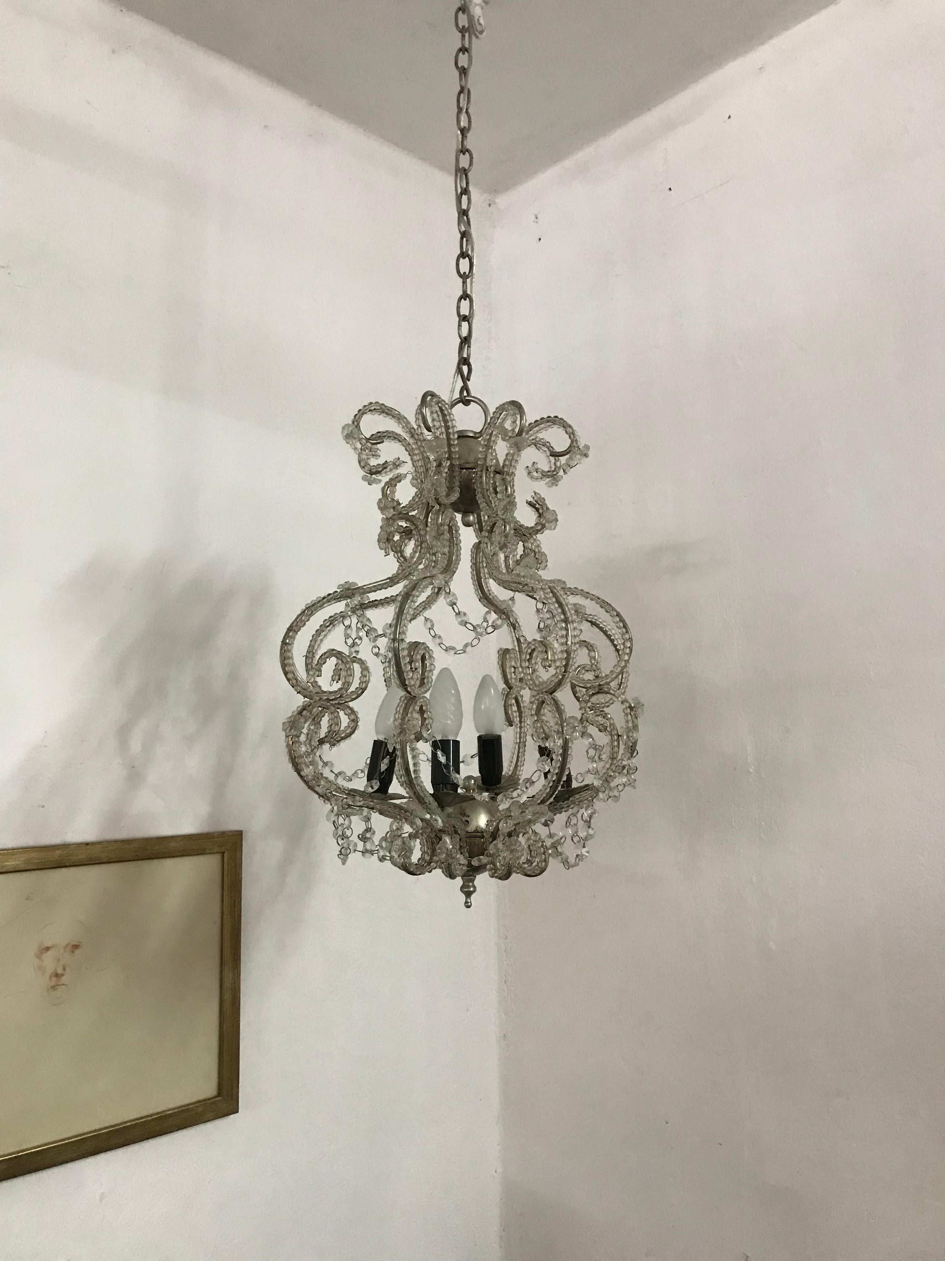 silver beaded french chandelier