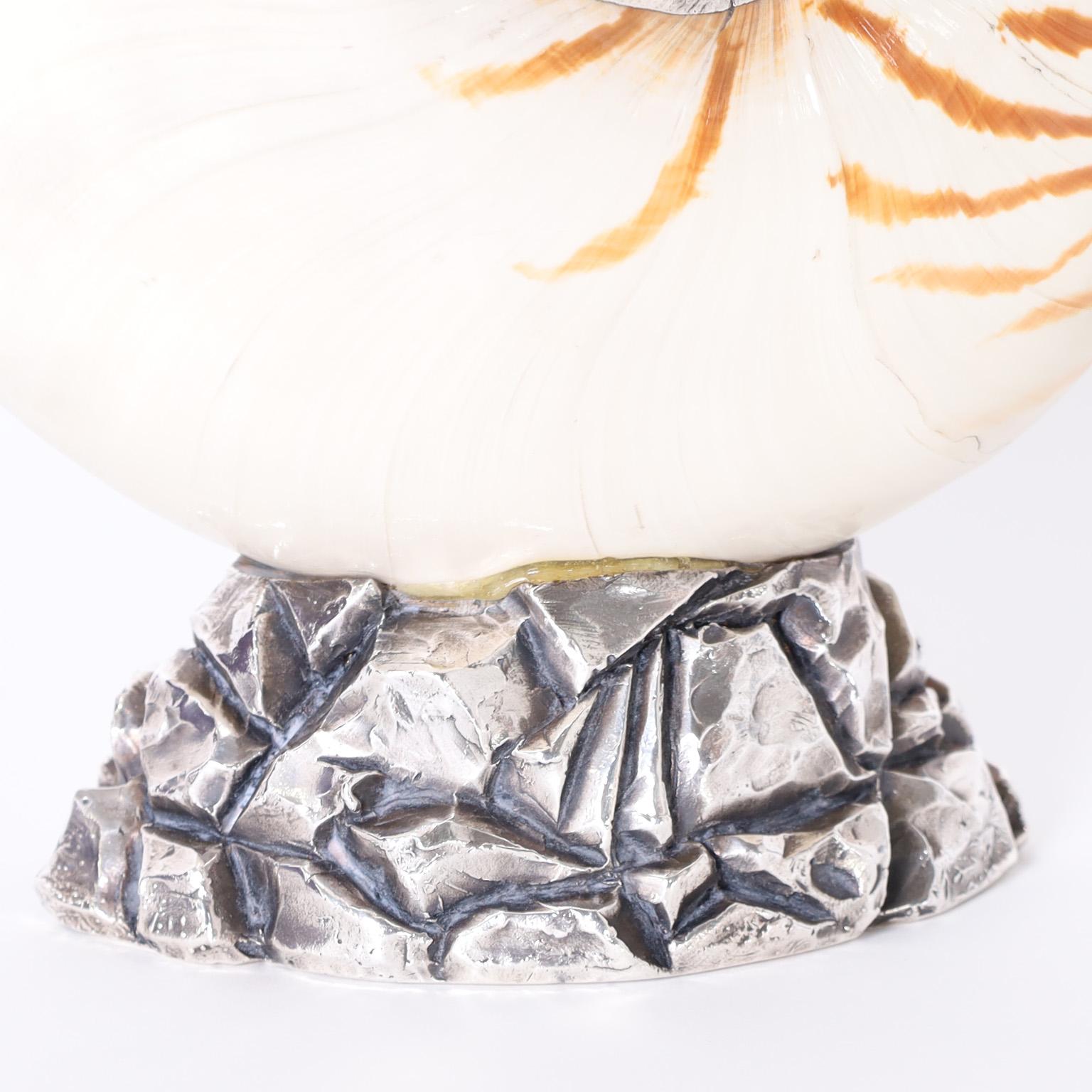 20th Century Silvered Nautilus Shell by Ruzzetti and Gow