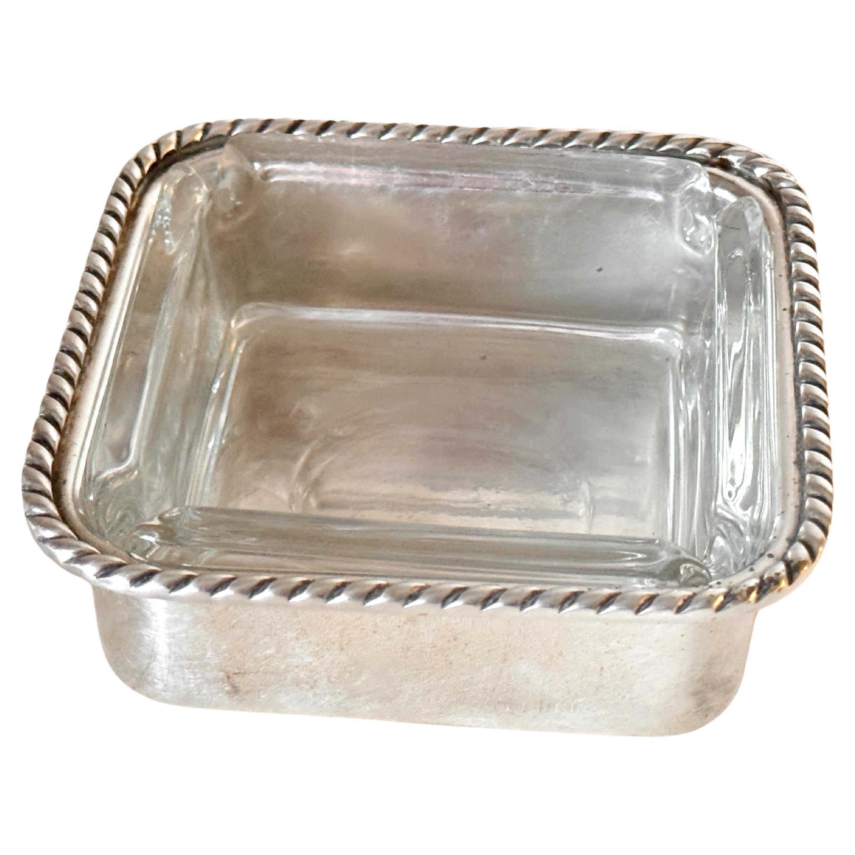 Cendrier en verre et en métal argenté Belle Patina Bon état - En vente à Auribeau sur Siagne, FR