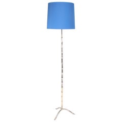 Silvered Plated Faux Bamboo Floor Lamp
