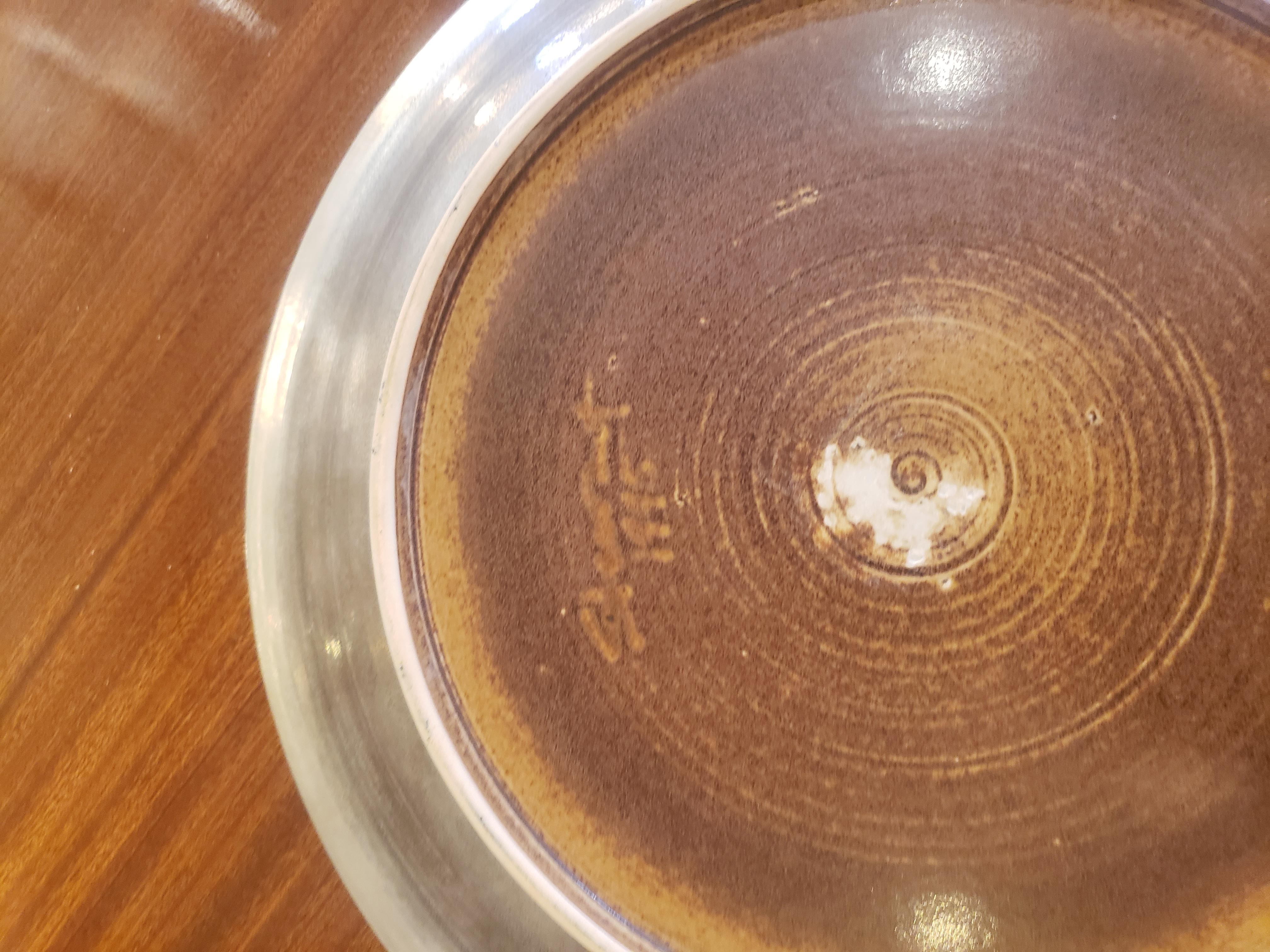 Silvered Porcelain Platter Signed and Dated on Verso 5