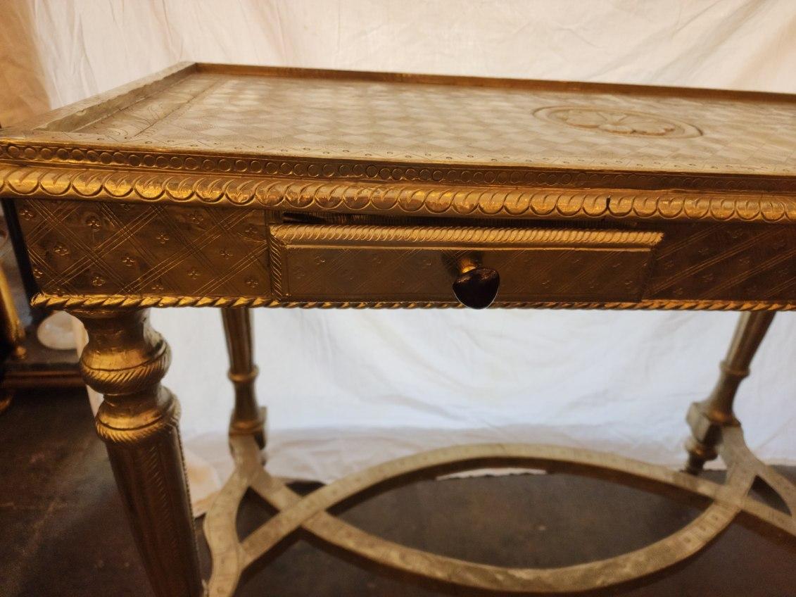 19th Century Silvered Repousse Metal-Clad Console Table  For Sale