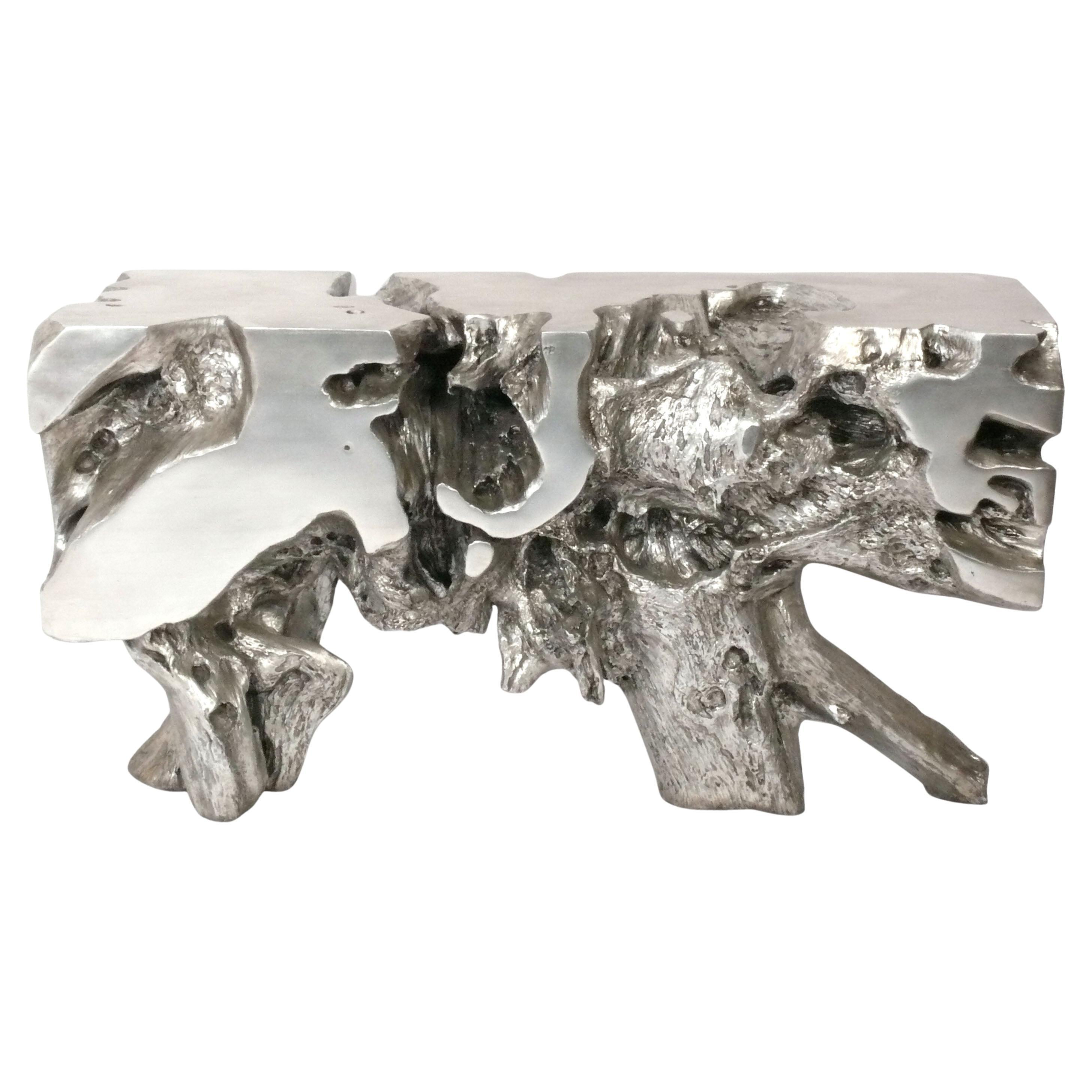 Silvered Resin Root Form Console Table For Sale