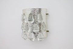 Applique murale simple avec applique en verre cristal de Palwa, Allemagne, années 1960