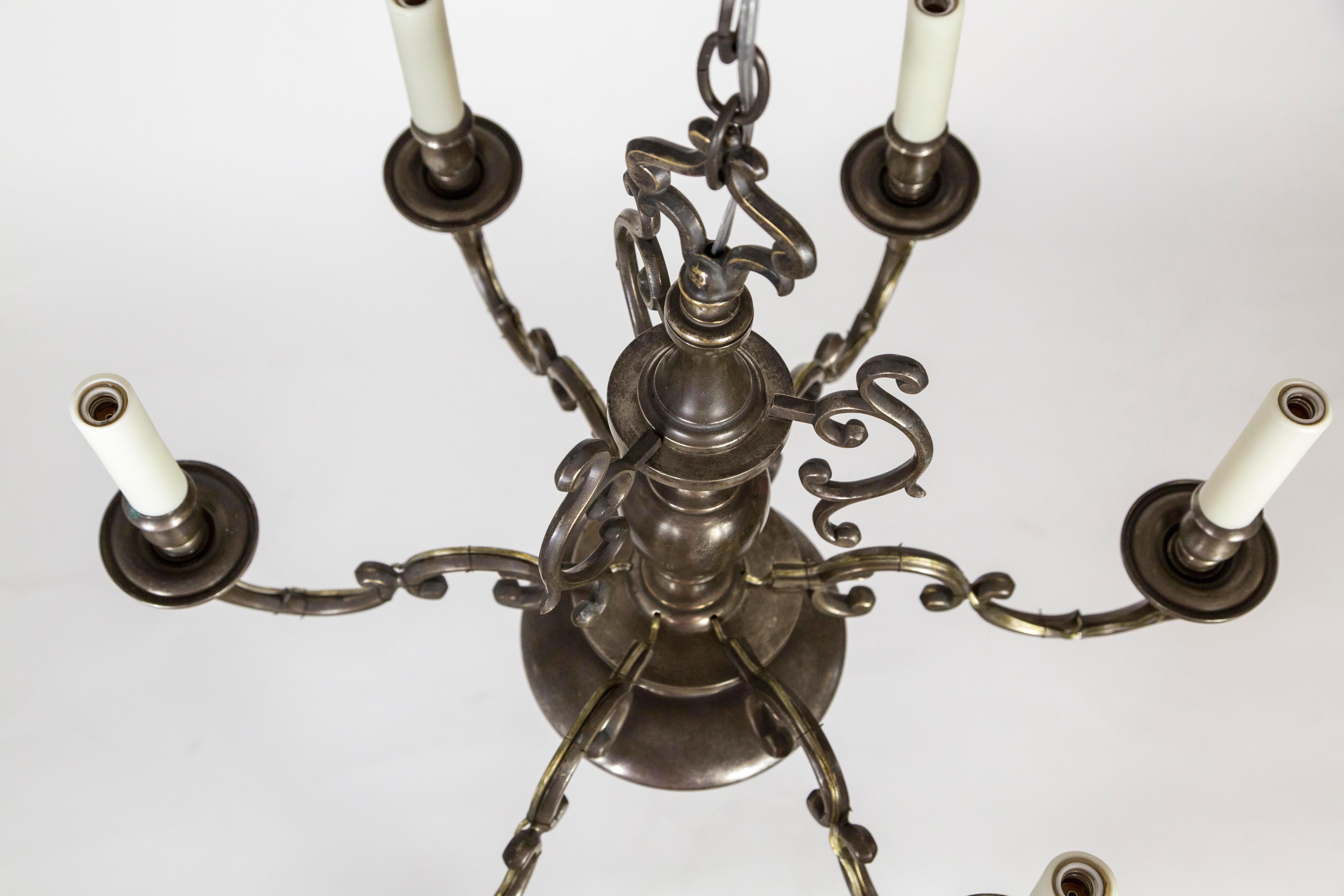 Silvered Solid Bronze Dutch Baroque Chandelier For Sale 1