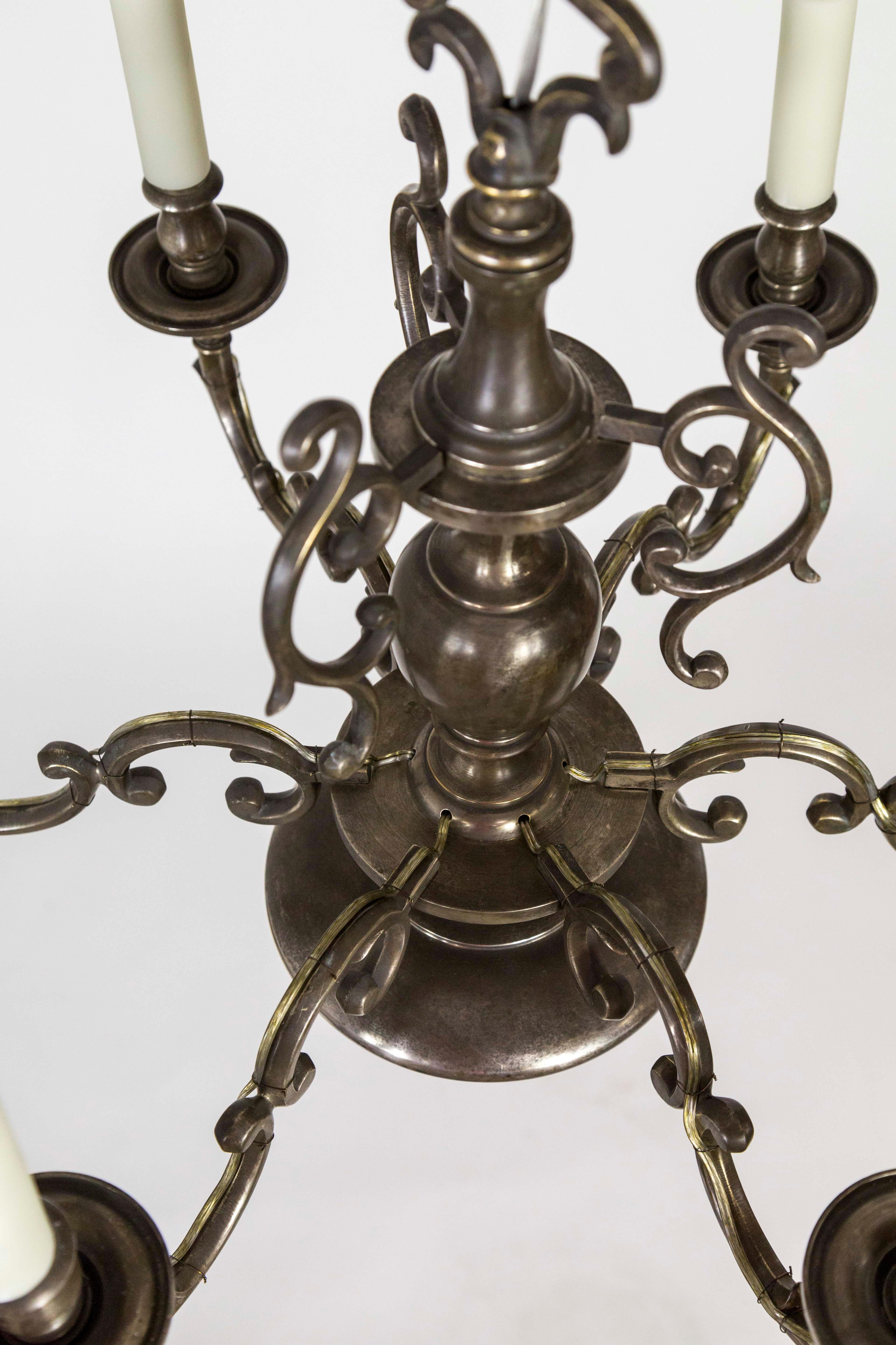 Silvered Solid Bronze Dutch Baroque Chandelier For Sale 2