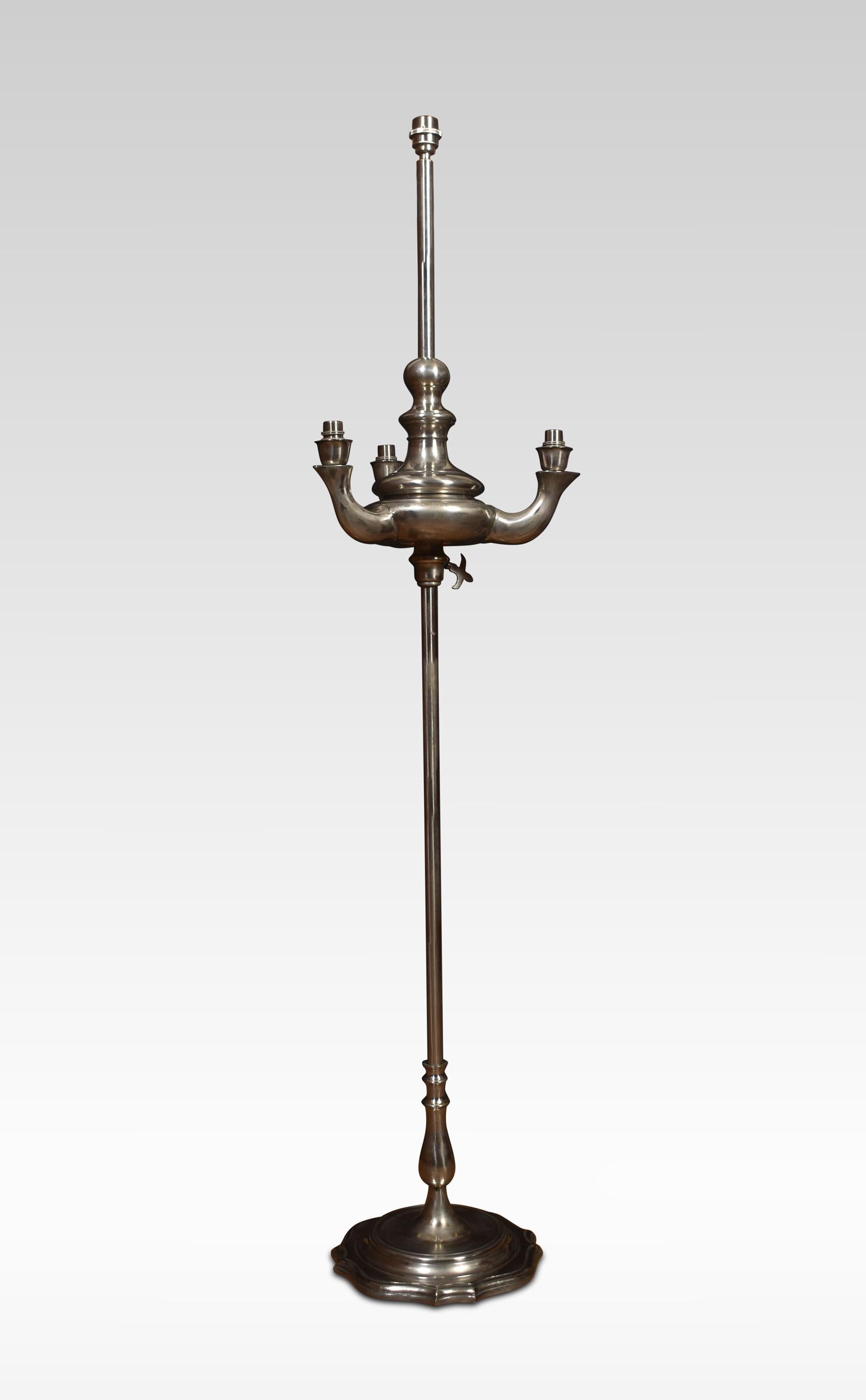 British Silvered Standard Lamp For Sale