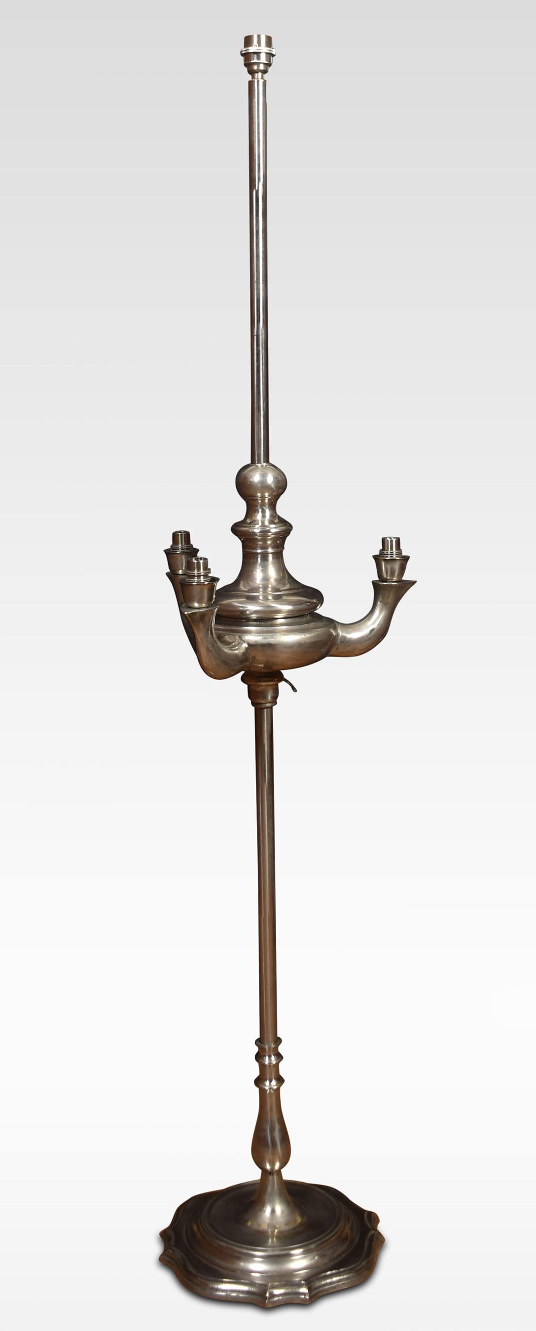 20th Century Silvered Standard Lamp For Sale