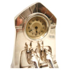 Silvered Table Clock With Two Horse heads. German 1910´s