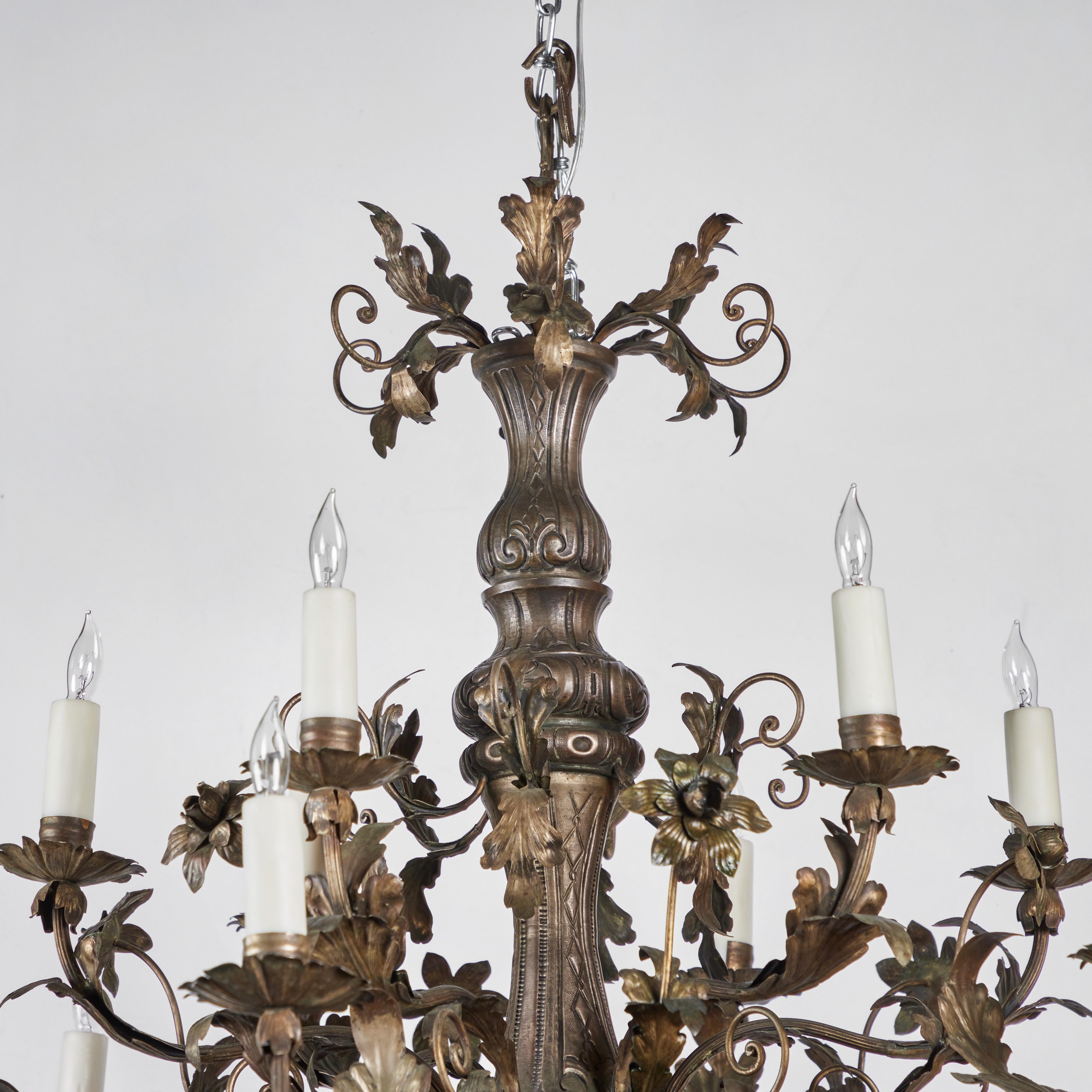Baroque Silvered Tole Chandelier For Sale