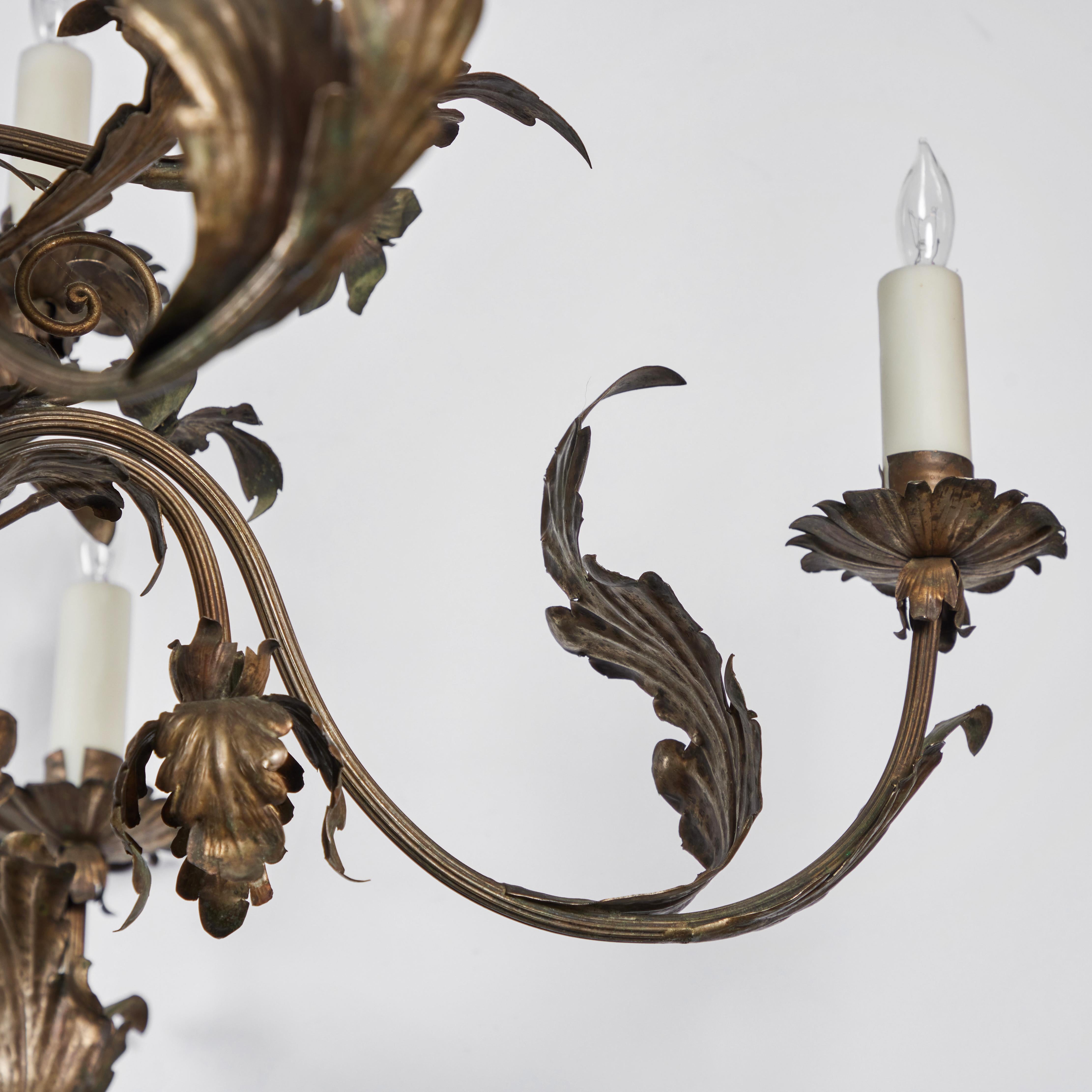19th Century Silvered Tole Chandelier For Sale