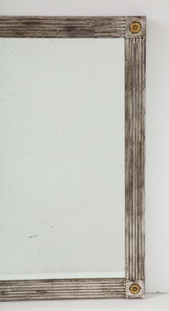 Silvered Wood Mirror with Gold Rosettes