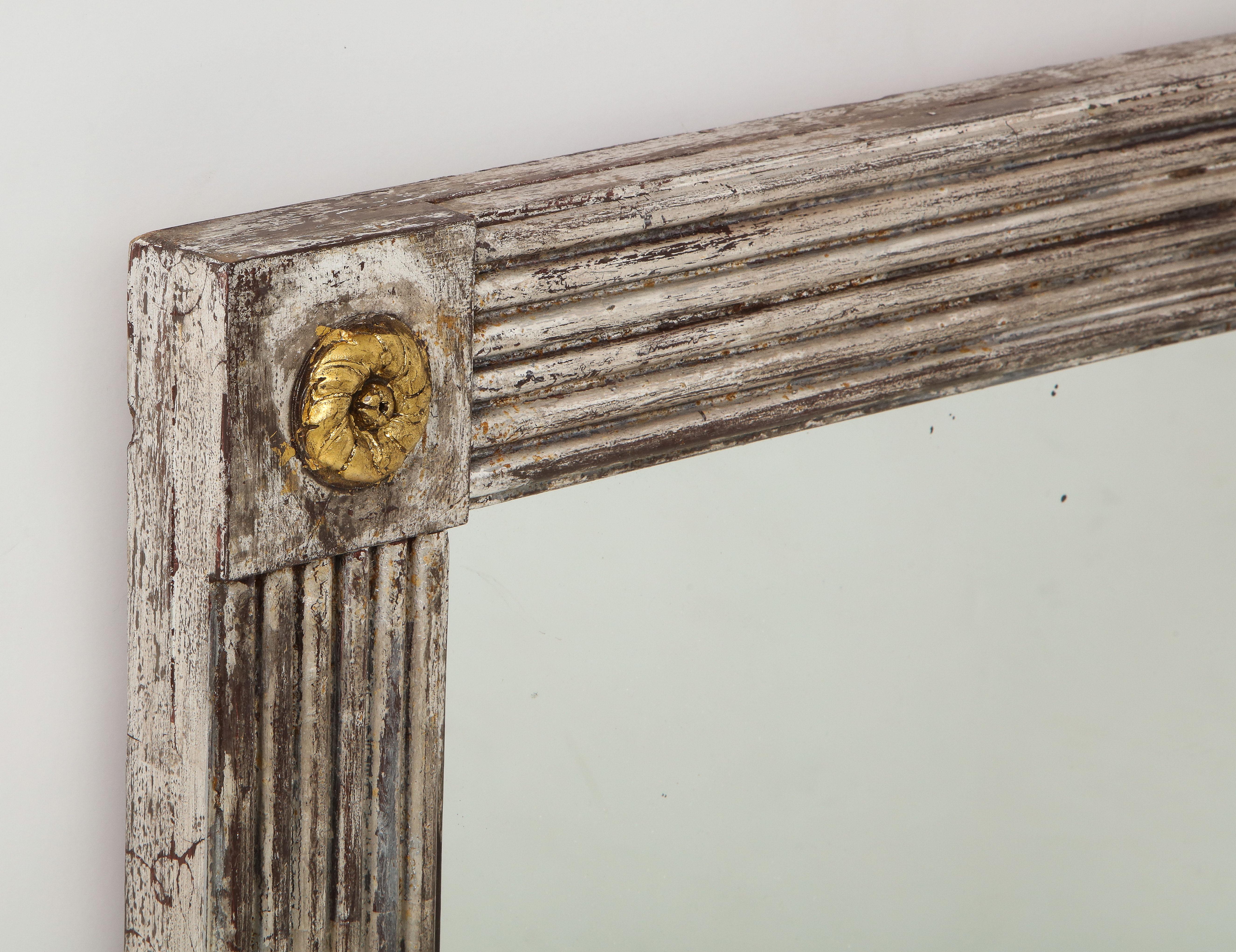 20th Century Silvered Wood Mirror with Gold Rosettes